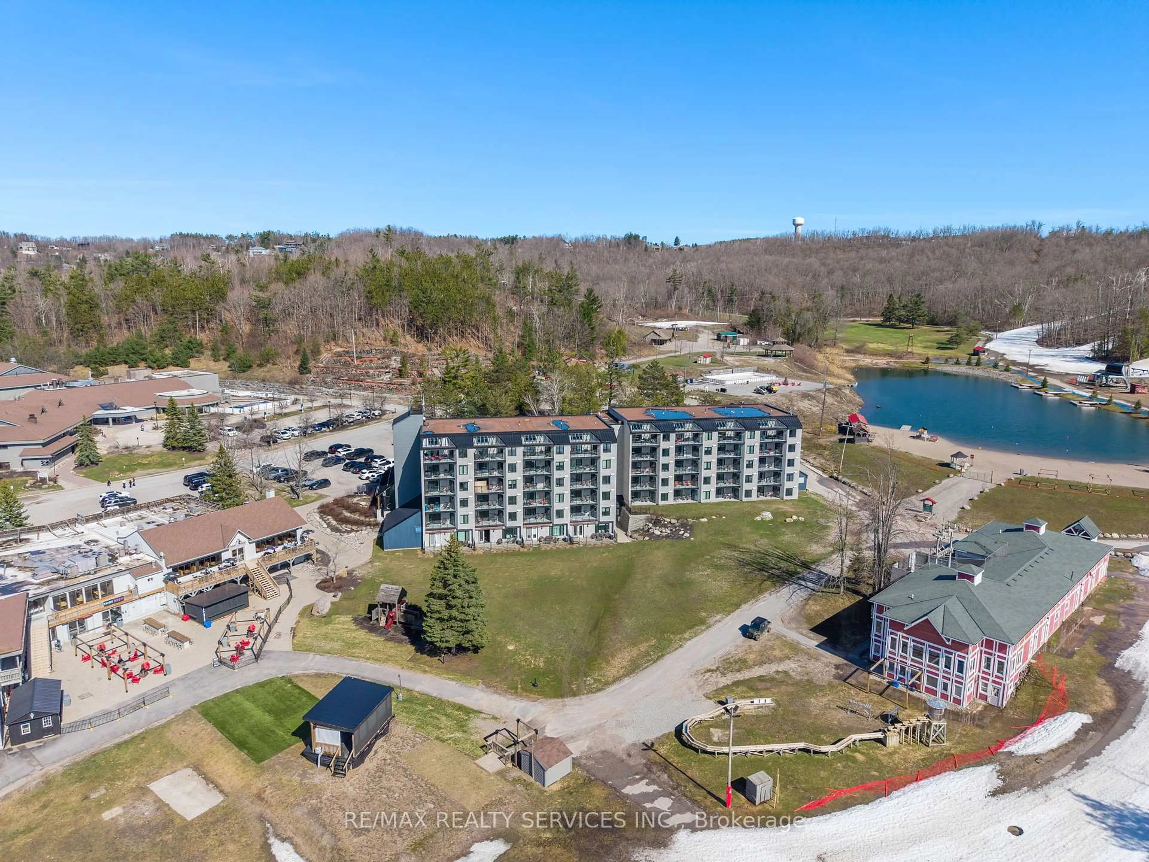 A pic from outside/outdoor area/front of a property/back of a property/a pic from drone, water/lake/river/ocean view for 80 Horseshoe Blvd #501, Oro-Medonte Ontario L4M 4Y8