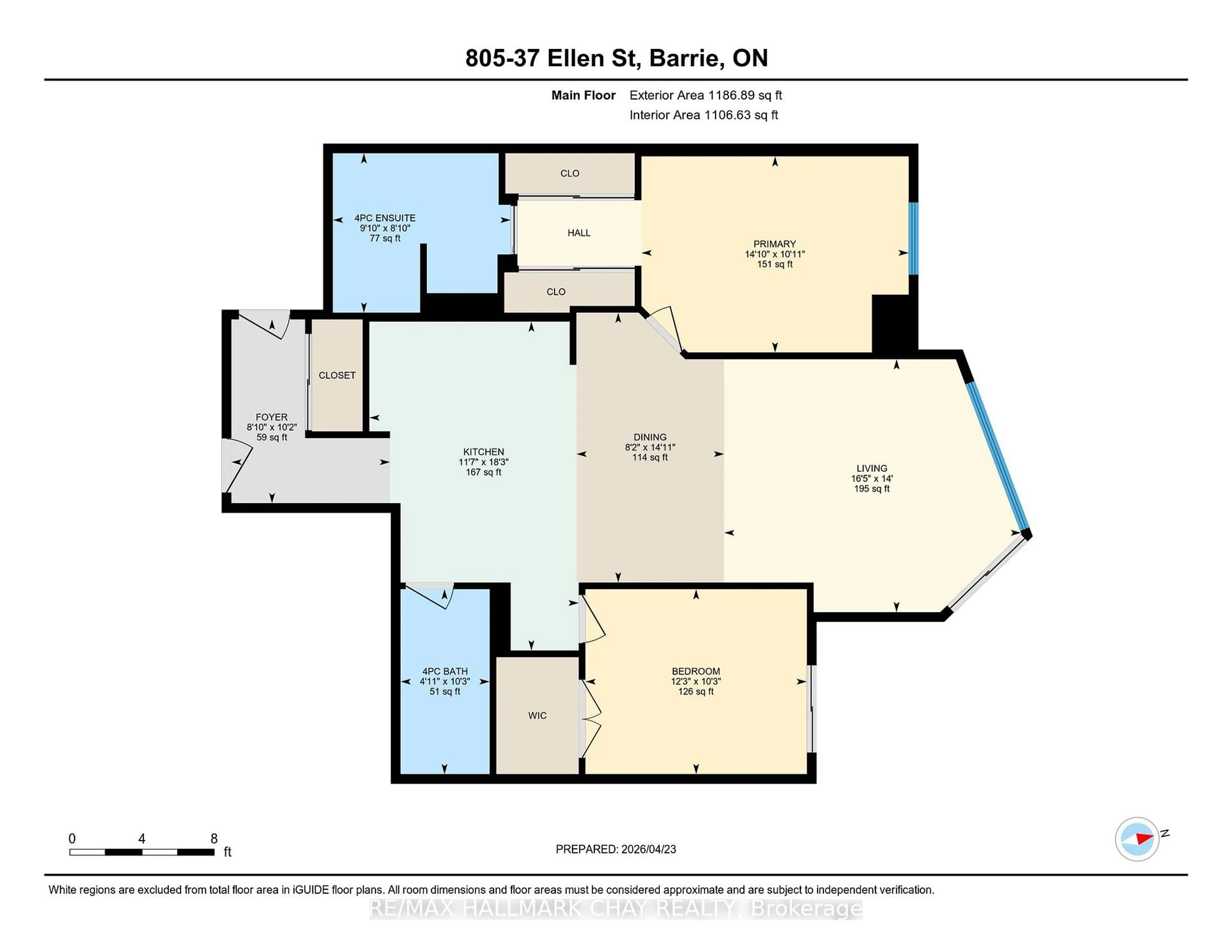 Floor plan for 37 Ellen St #805, Barrie Ontario L4N 6G2