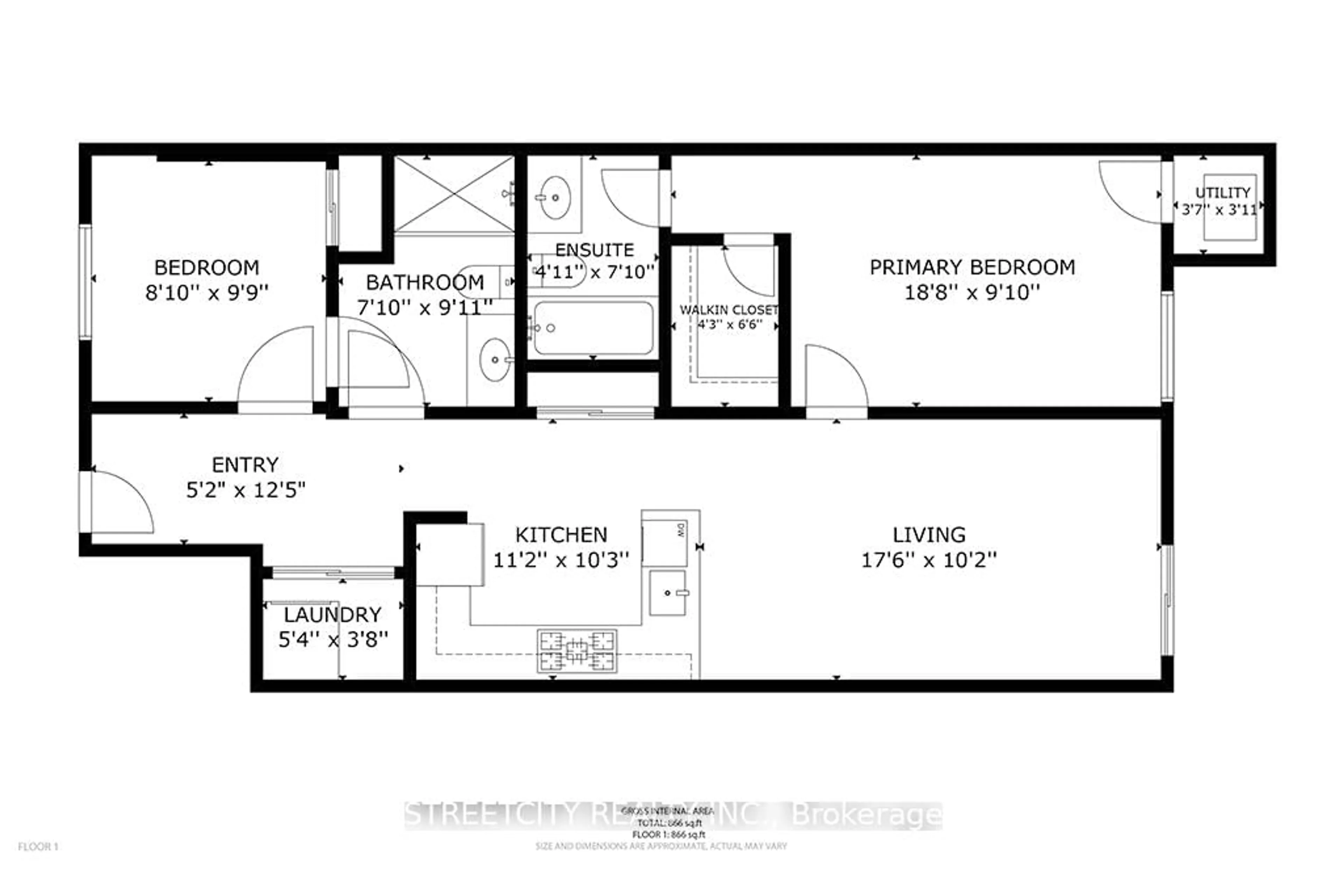 Floor plan for 5 Spooner Cres #215, Collingwood Ontario L9Y 1T3