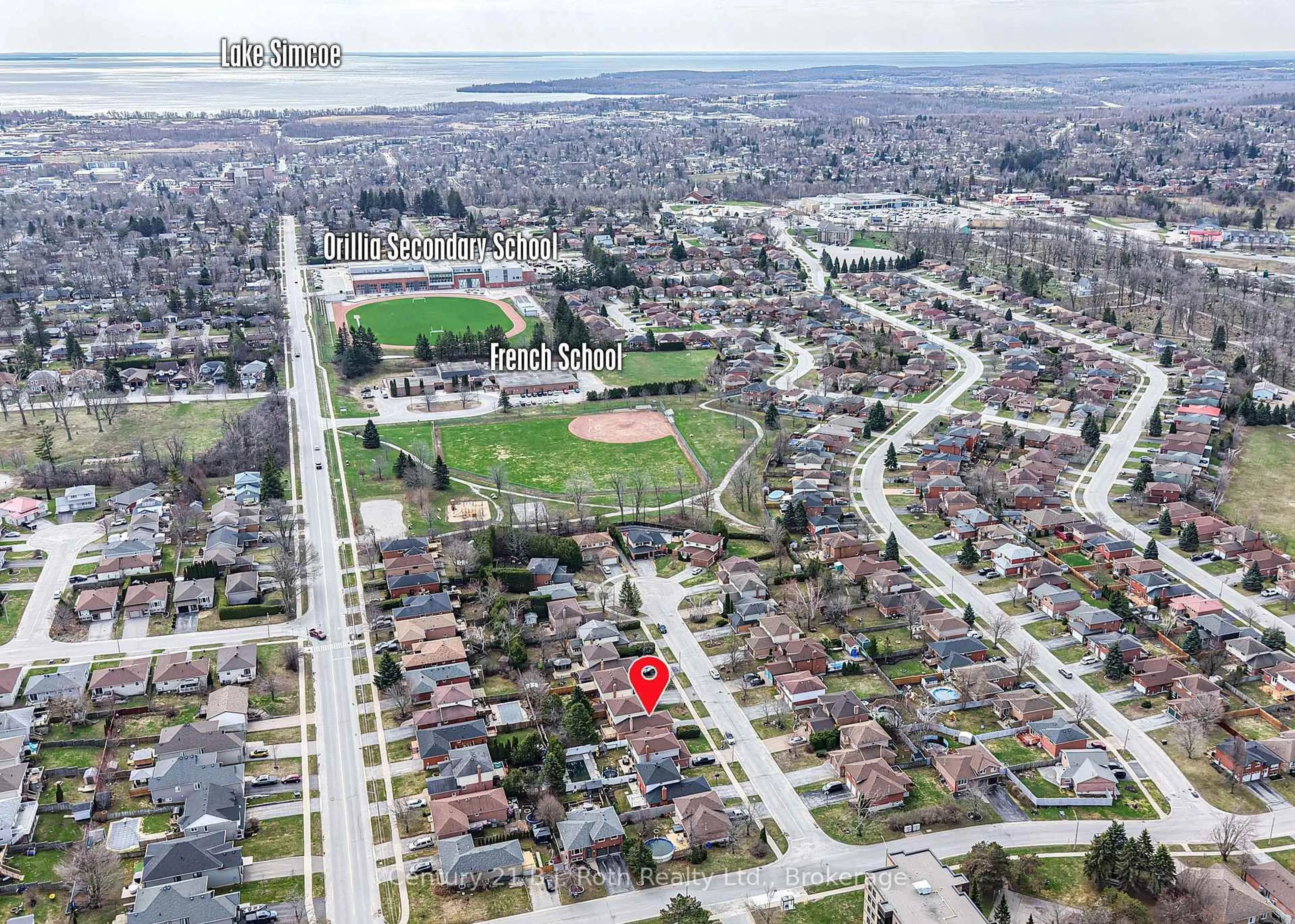 A pic from outside/outdoor area/front of a property/back of a property/a pic from drone, street for 8 Carmichael Crt, Orillia Ontario L3V 7R6