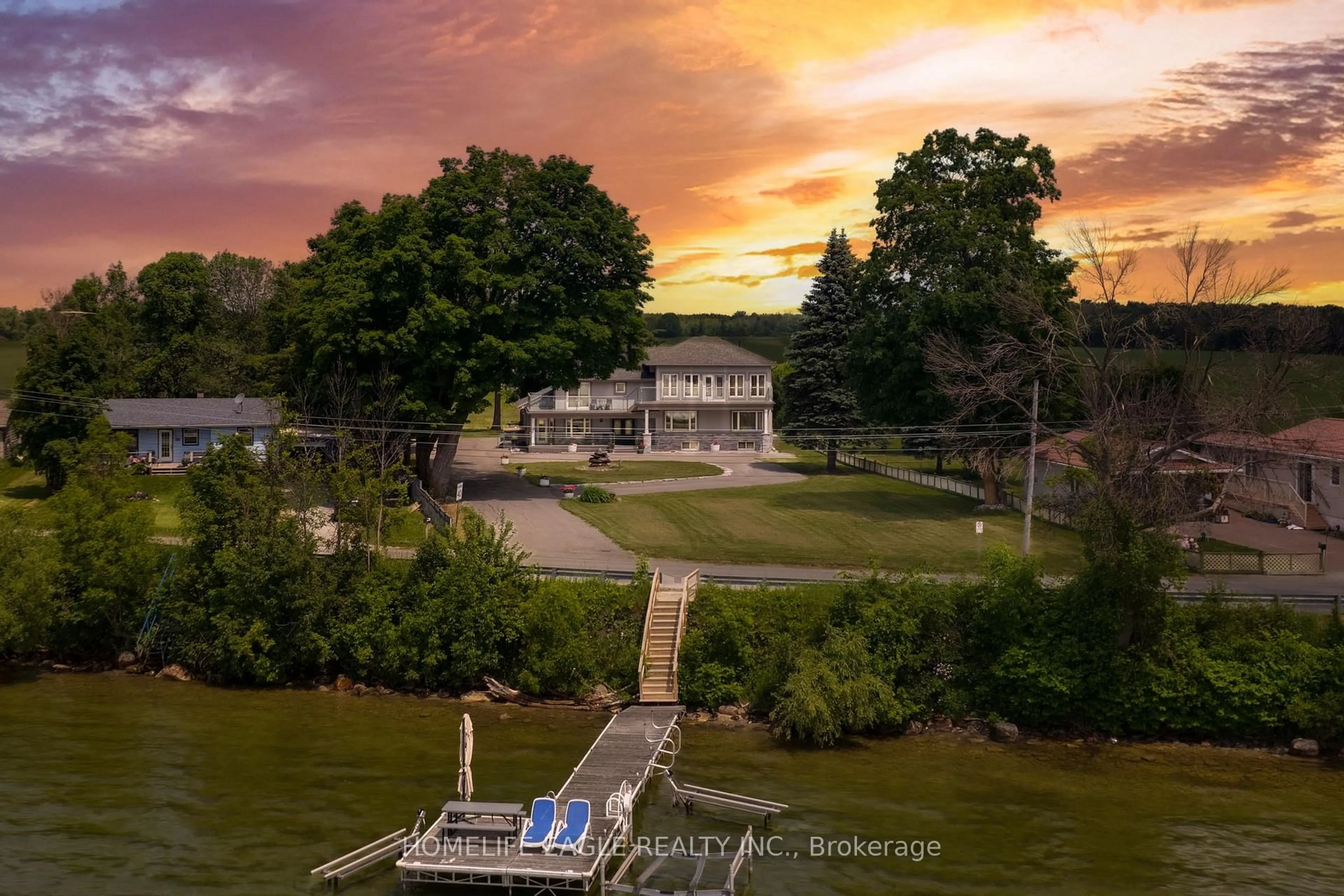 A pic from outside/outdoor area/front of a property/back of a property/a pic from drone, water/lake/river/ocean view for 1275 Ramara Road 47, Ramara Ontario L0K 1B0