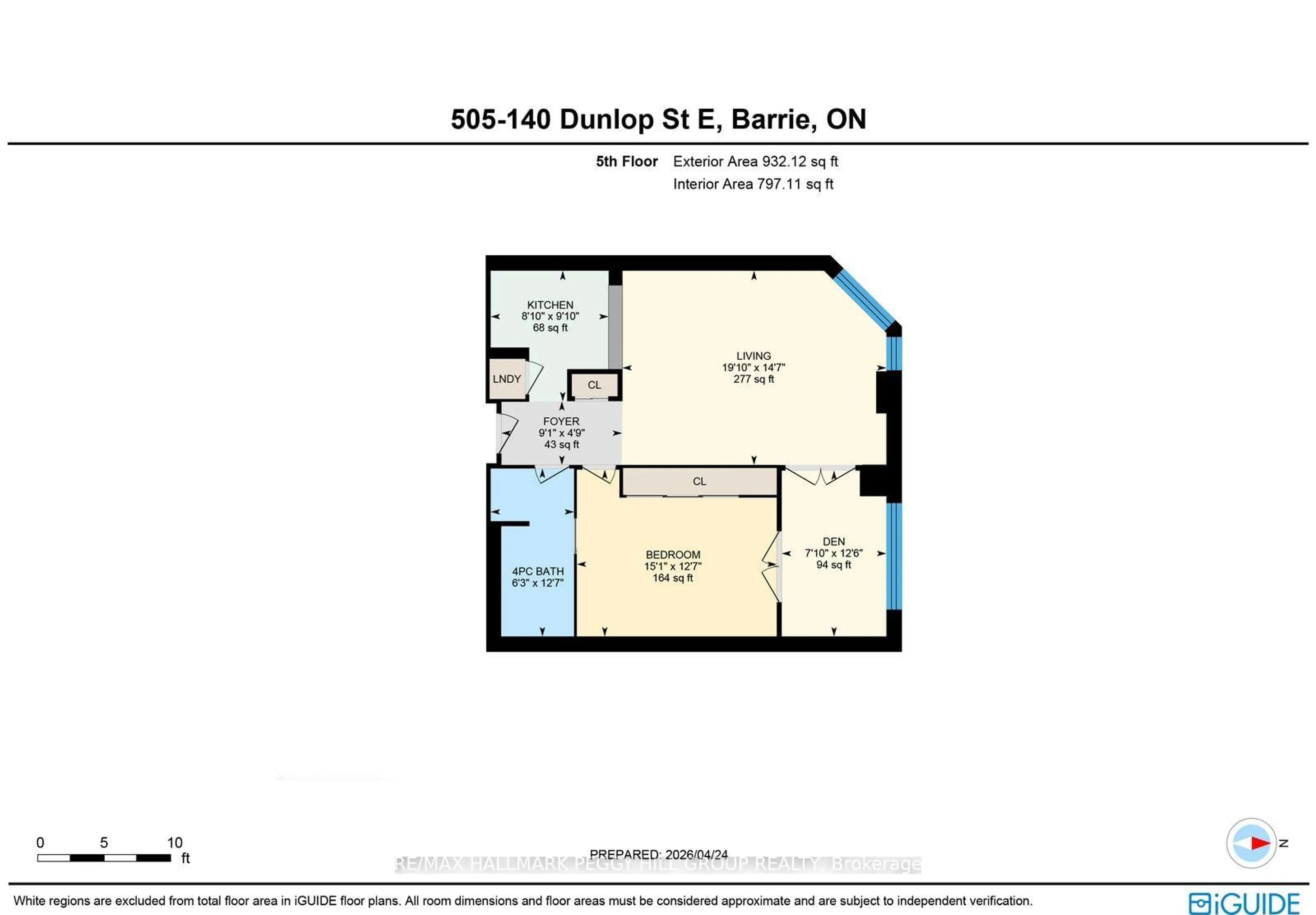 Floor plan for 140 Dunlop St #505, Barrie Ontario L4M 6H9