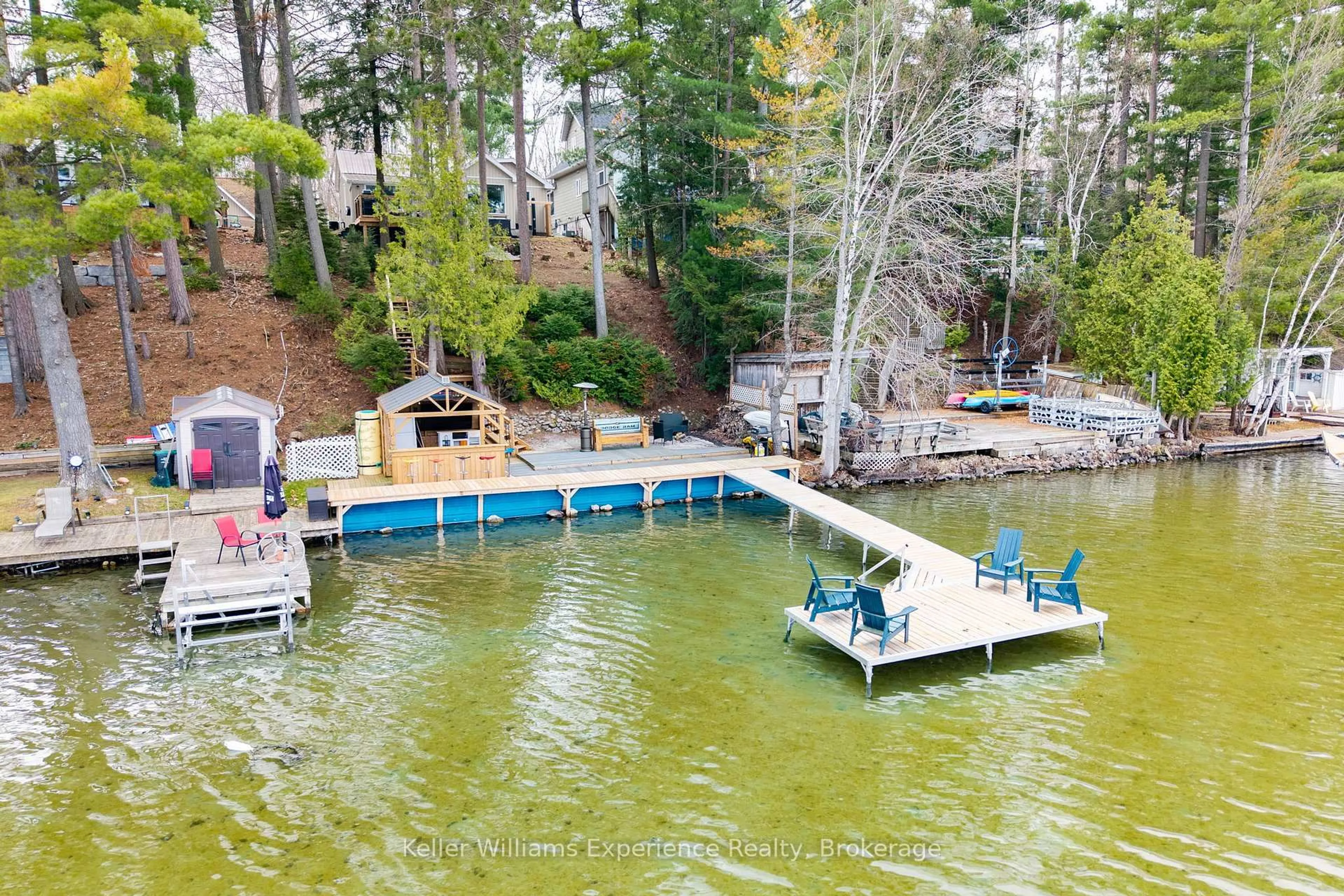 A pic from outside/outdoor area/front of a property/back of a property/a pic from drone, water/lake/river/ocean view for 2256 South Orr Lake Rd, Springwater Ontario L0L 1P0