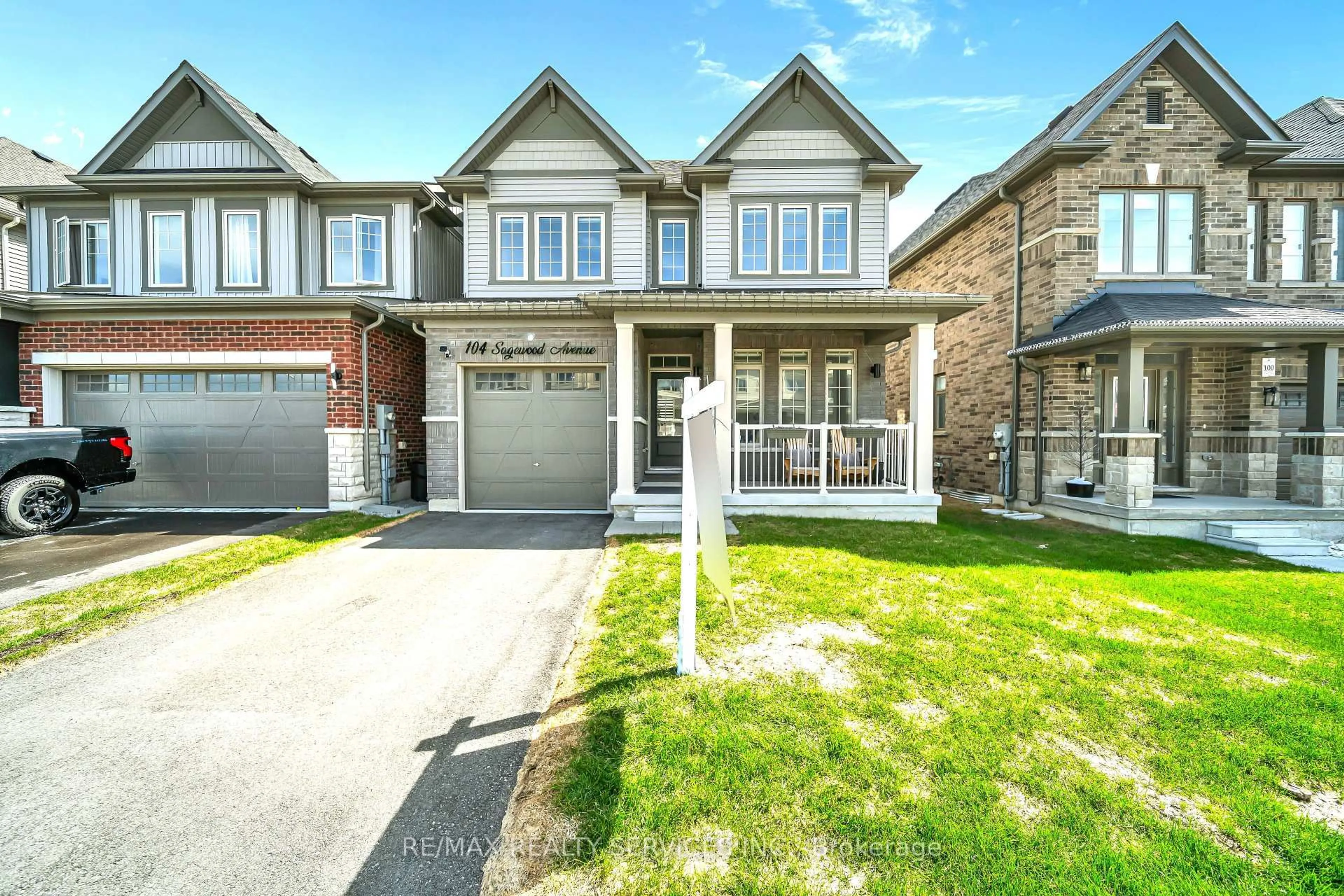 Home with brick exterior material, street for 104 Sagewood Ave, Barrie Ontario L9J 0K5