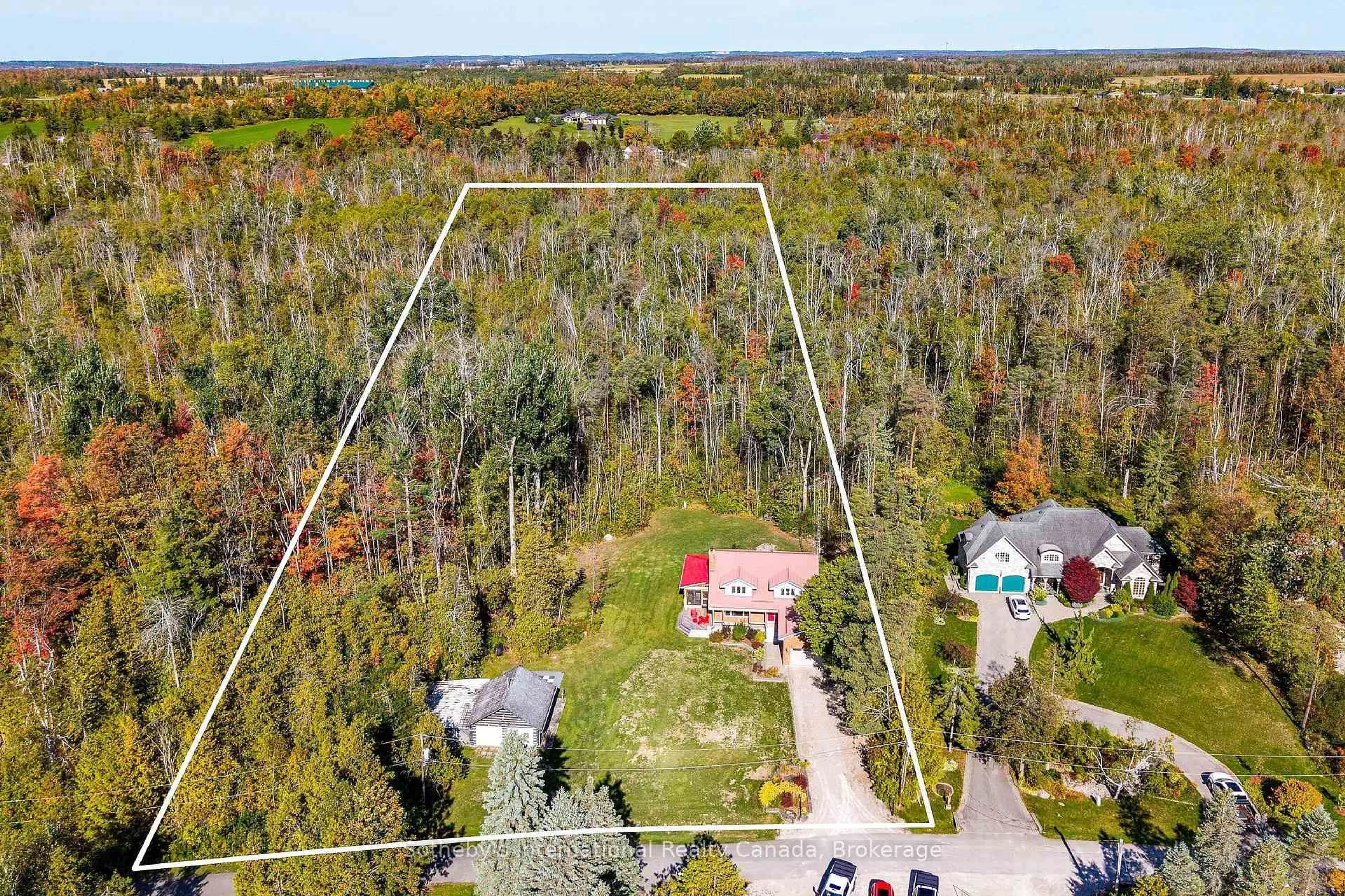 A pic from outside/outdoor area/front of a property/back of a property/a pic from drone, forest/trees view for 126 Brambel Rd, Oro-Medonte Ontario L0L 2L0