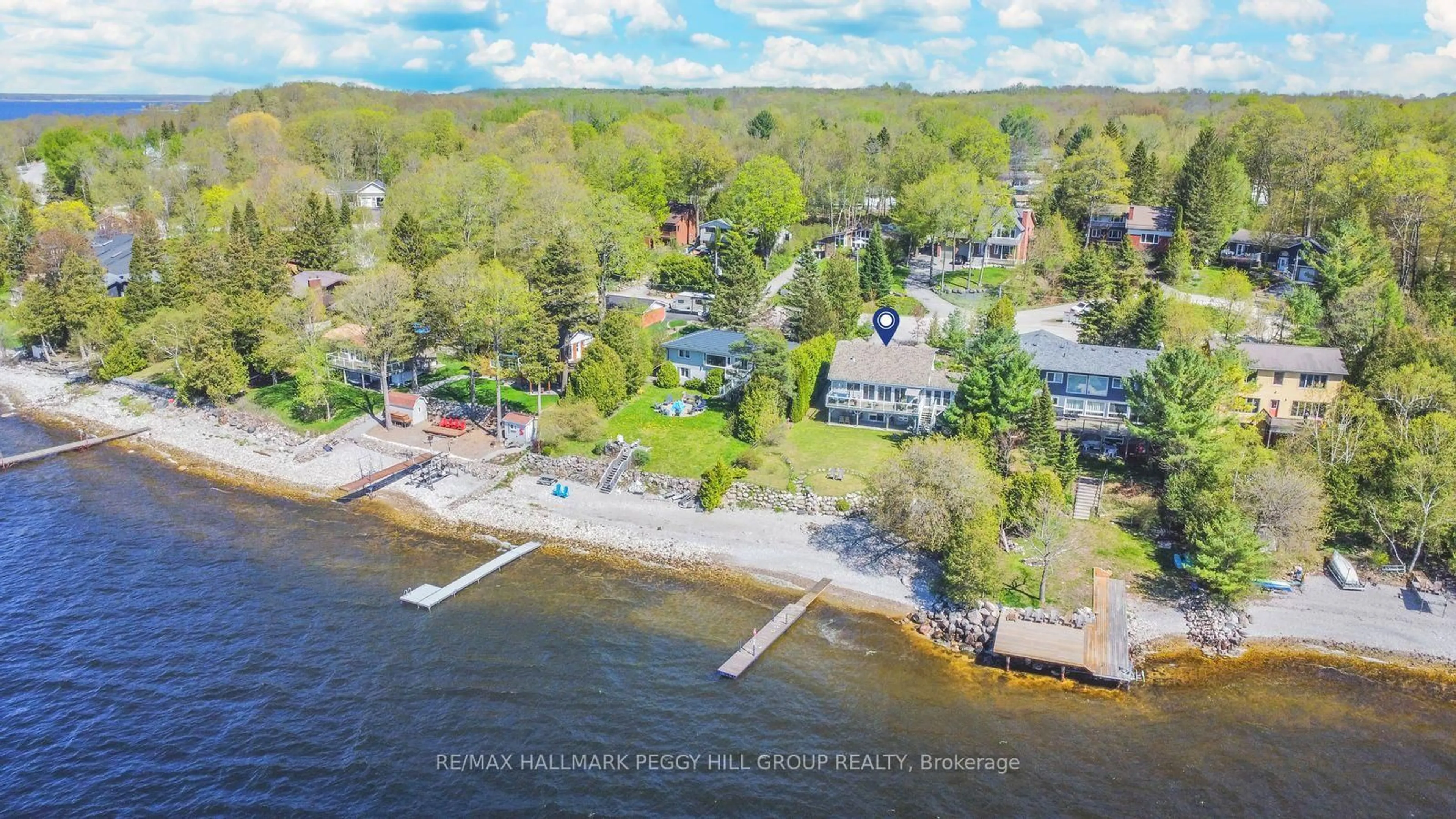 A pic from outside/outdoor area/front of a property/back of a property/a pic from drone, water/lake/river/ocean view for 30 Georgian Lane, Tay Ontario L0K 1R0