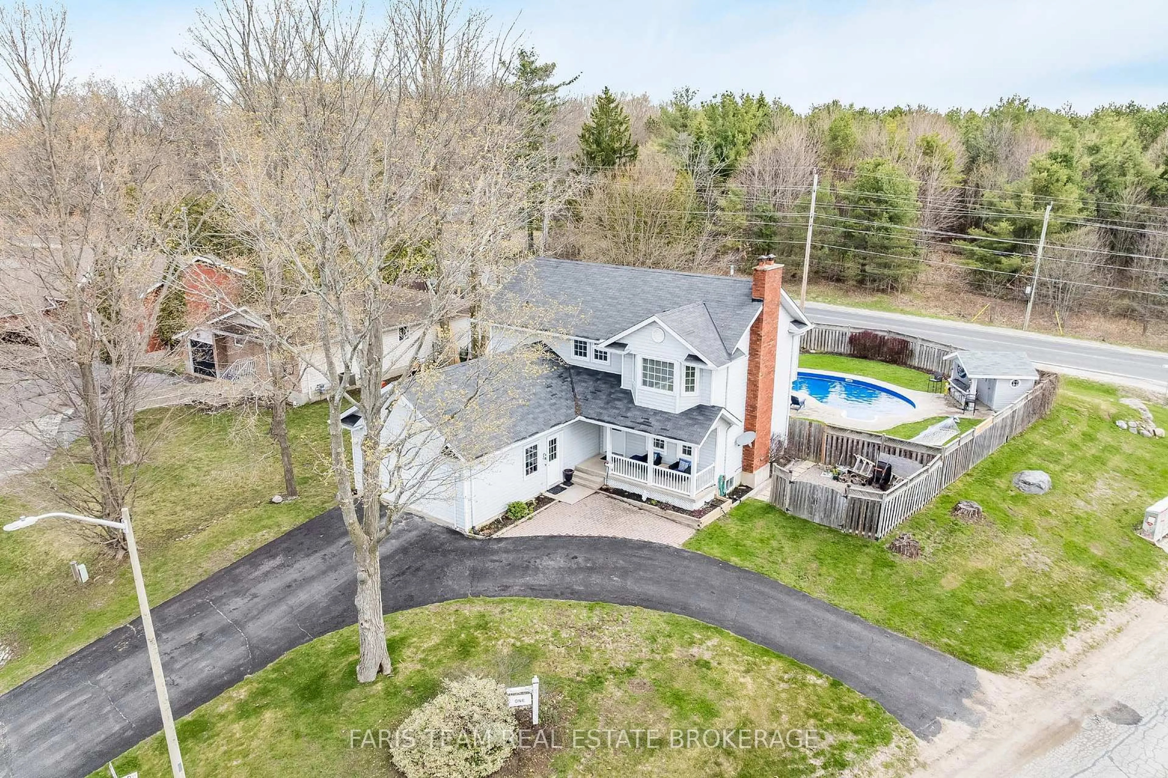 A pic from outside/outdoor area/front of a property/back of a property/a pic from drone, water/lake/river/ocean view for 1 Hallen Dr, Penetanguishene Ontario L9M 1G2