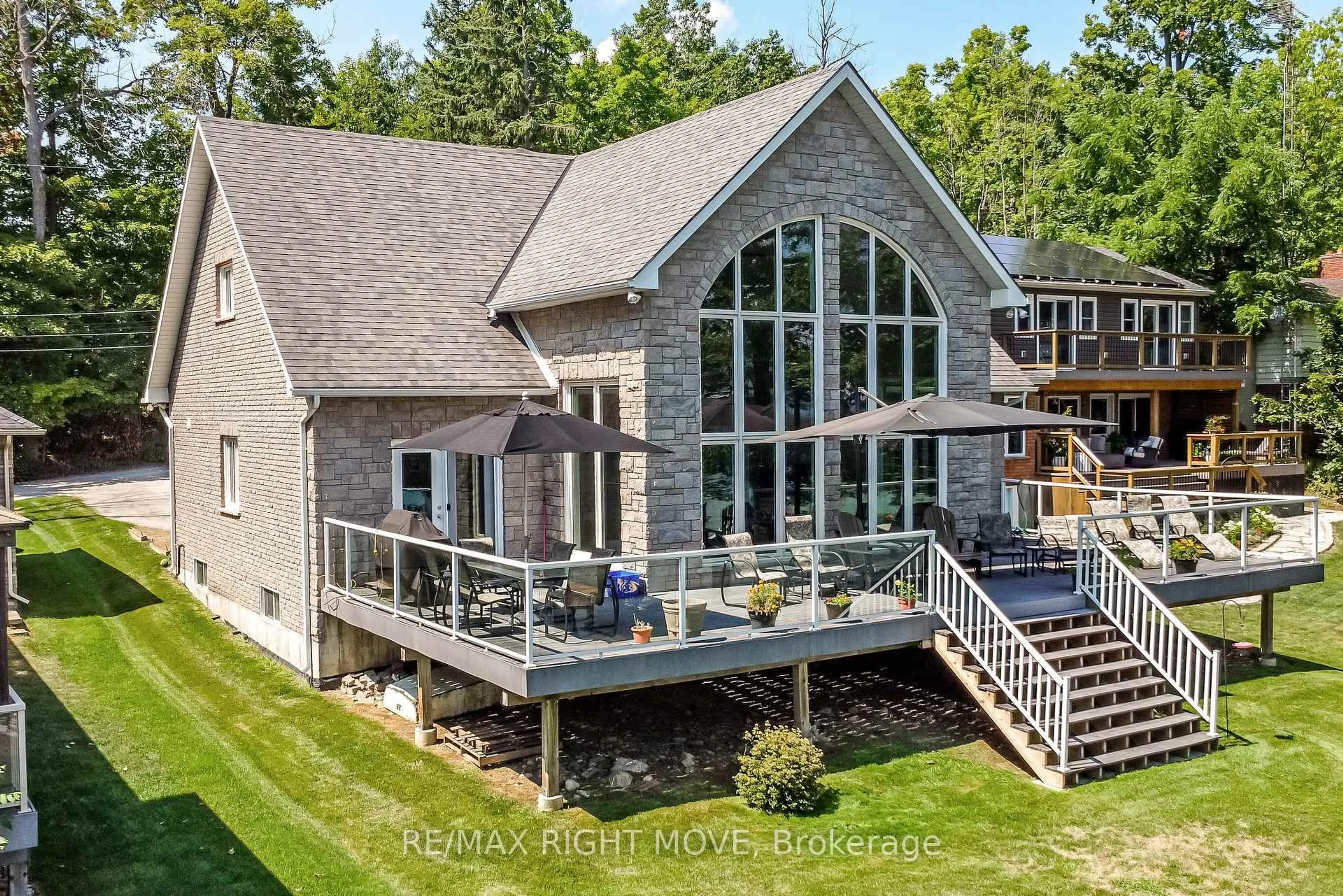 A pic from outside/outdoor area/front of a property/back of a property/a pic from drone, water/lake/river/ocean view for 1756 Bay Park Rd, Severn Ontario L3V 0V7