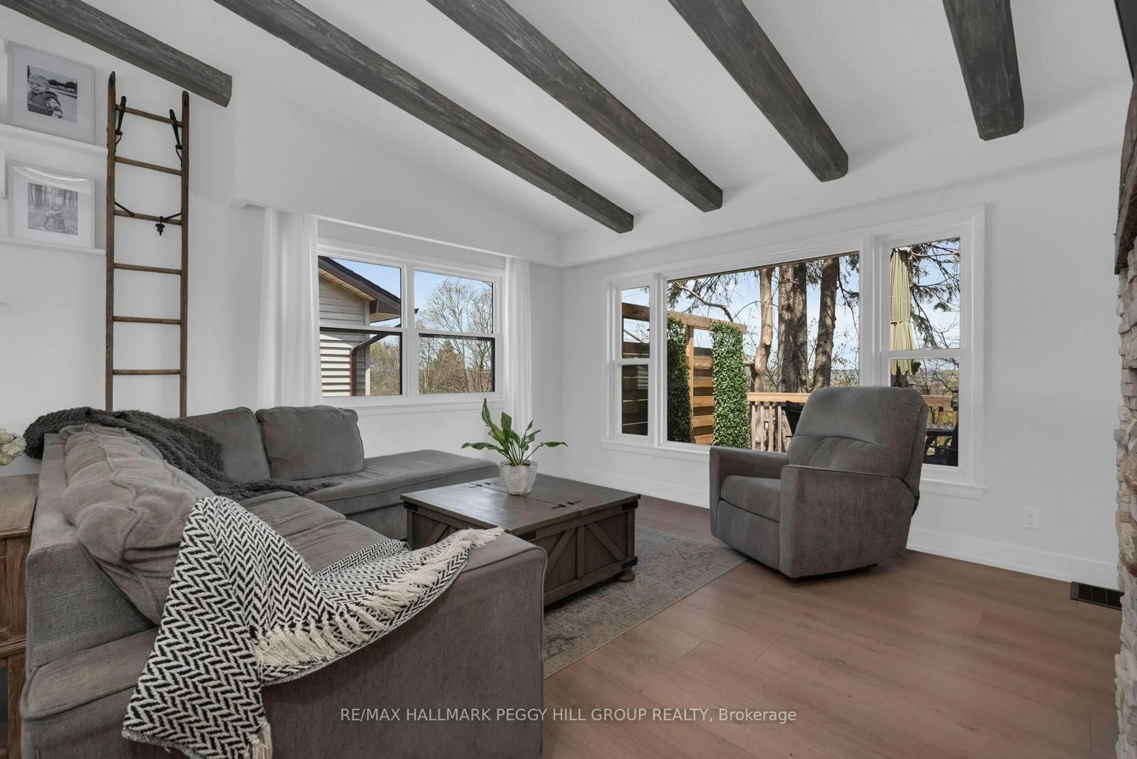 Living room with furniture, wood/laminate floor for 16 Murray St, Barrie Ontario L4N 2X2