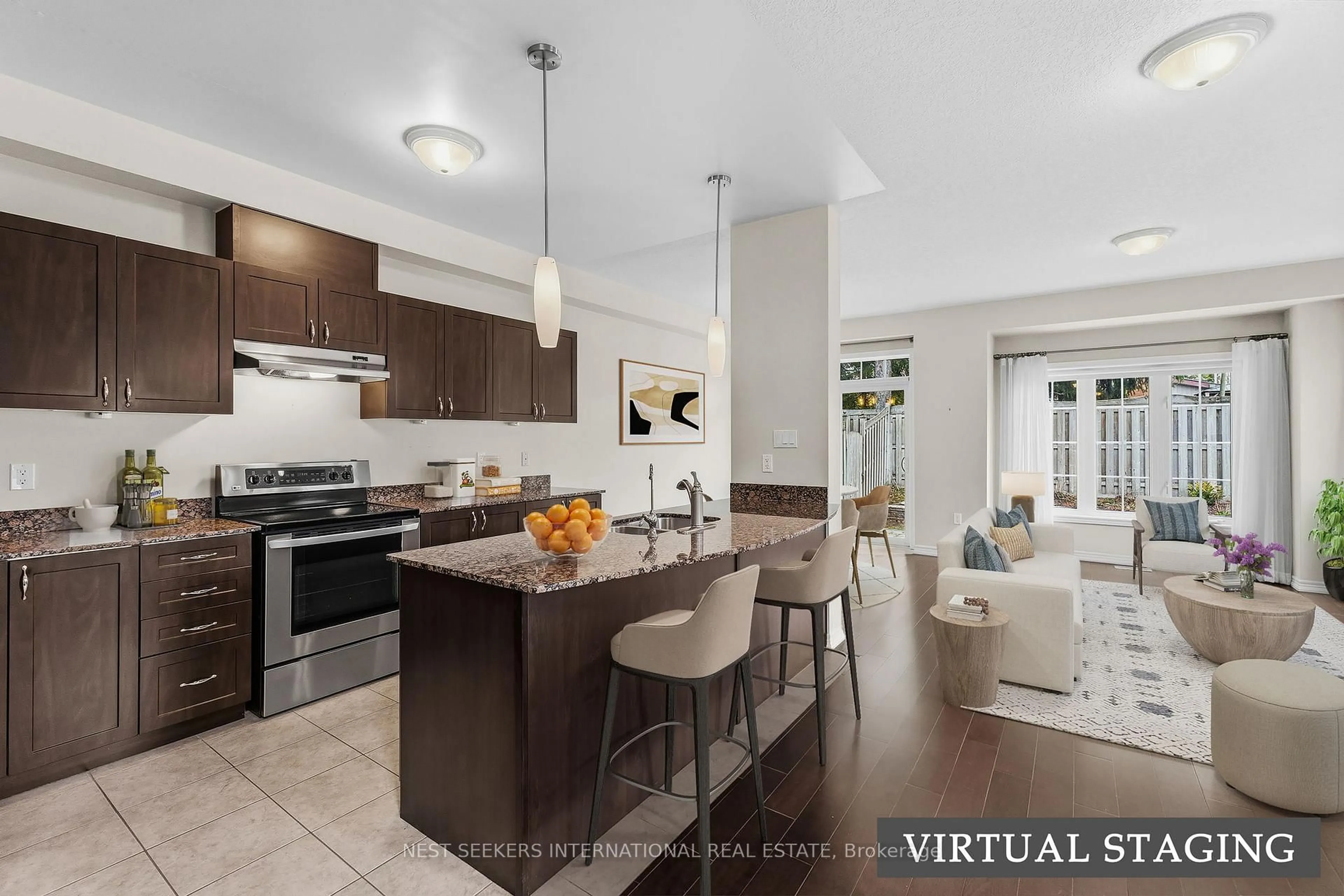 Open concept kitchen, ceramic/tile floor for 188 Coldwater Rd #11, Orillia Ontario L3V 3L9