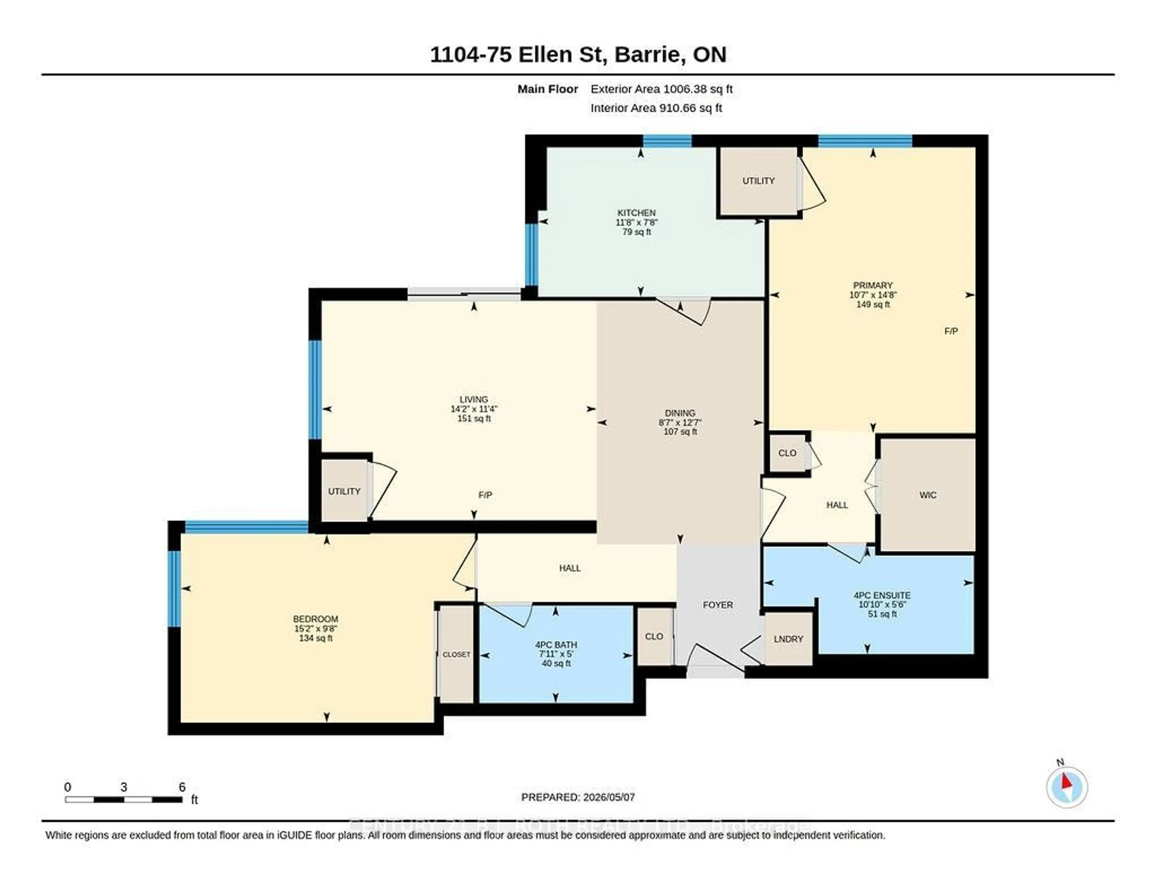 Floor plan for 75 Ellen St #1104, Barrie Ontario L4N 7R6