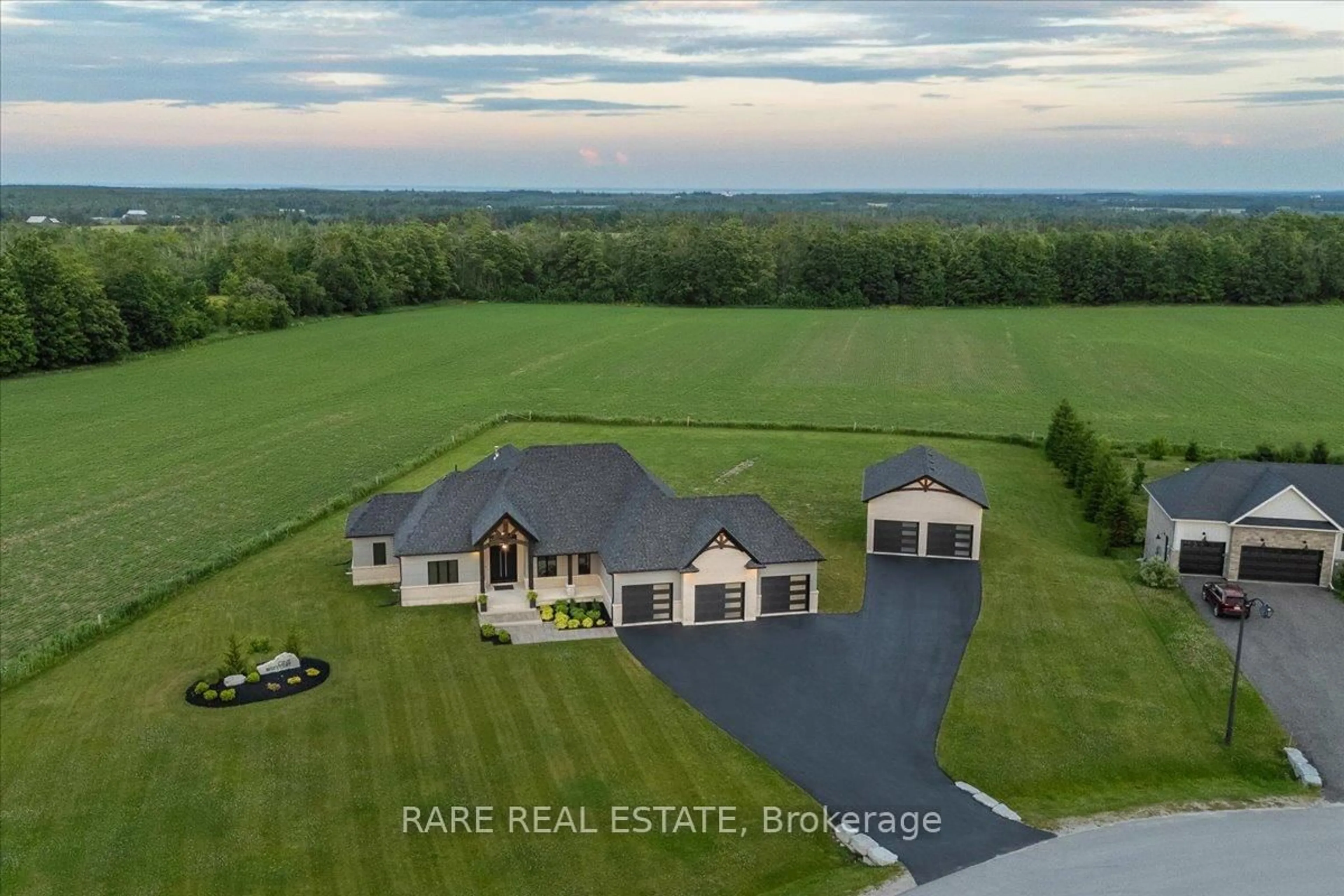 A pic from outside/outdoor area/front of a property/back of a property/a pic from drone, water/lake/river/ocean view for 1 Best Crt, Oro-Medonte Ontario L0L 2L0