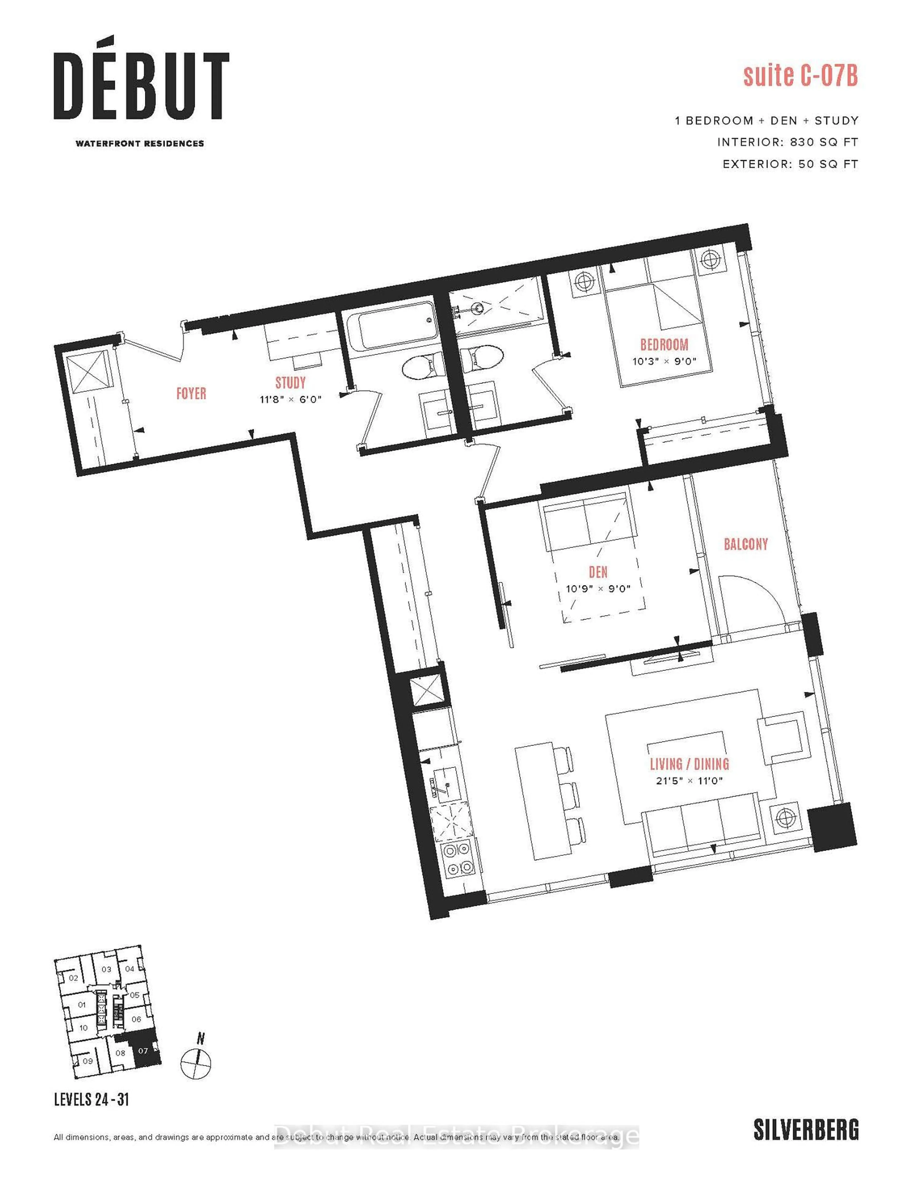 Floor plan for 39 Mary St #2607, Barrie Ontario L4N 1S9