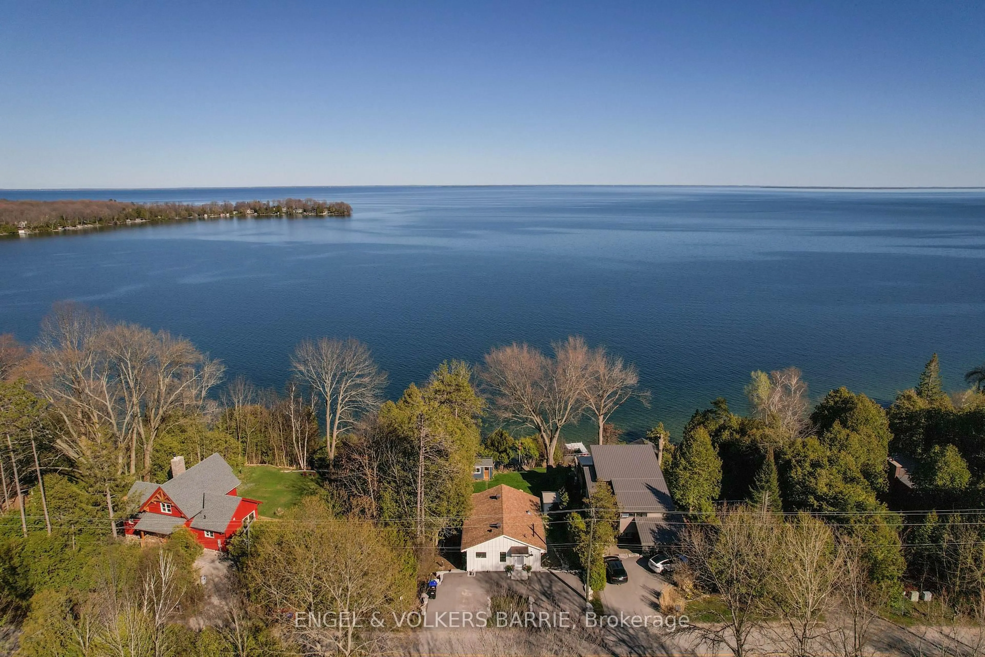 A pic from outside/outdoor area/front of a property/back of a property/a pic from drone, water/lake/river/ocean view for 2371 Lakeshore Rd, Oro-Medonte Ontario L0L 1T0