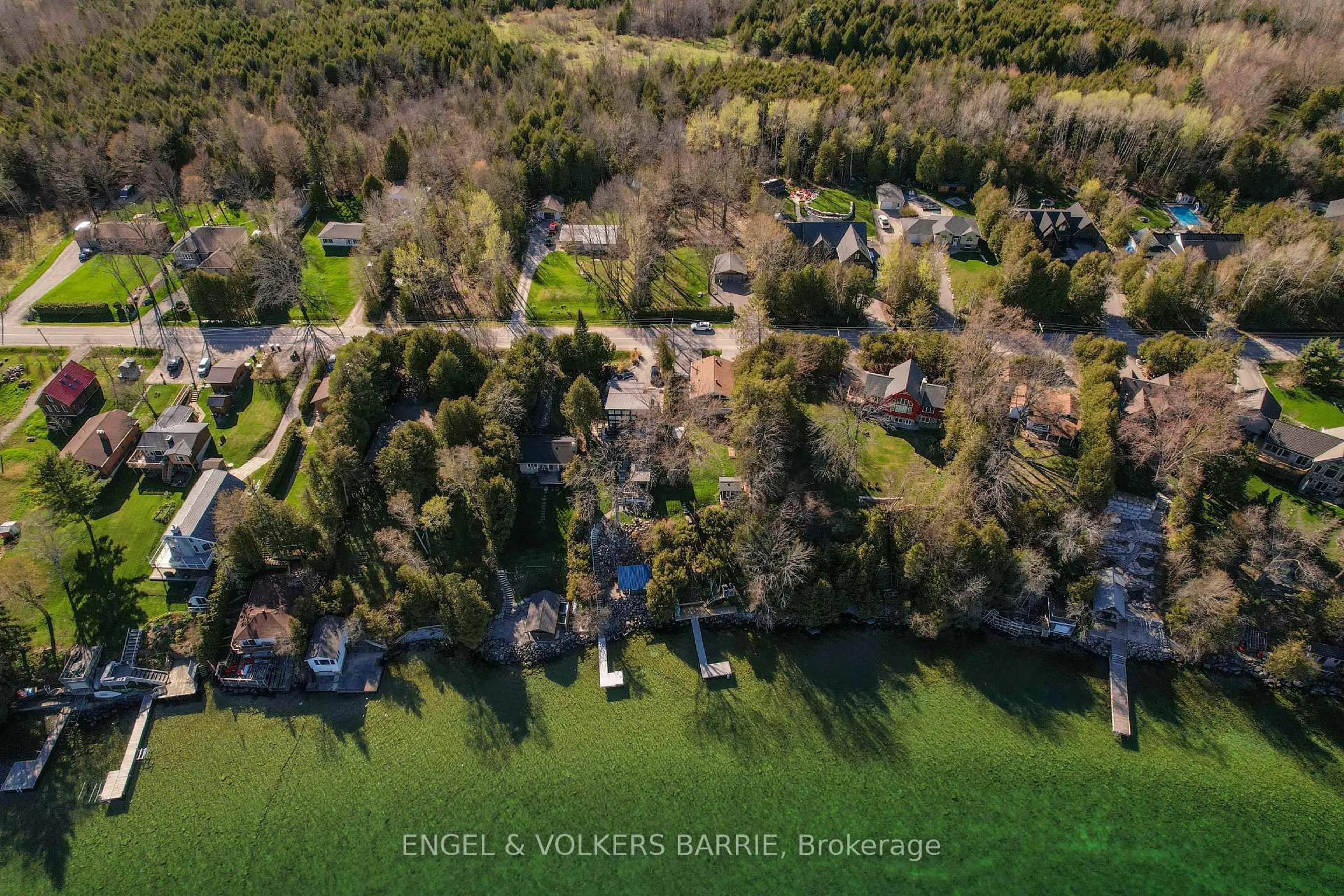 A pic from outside/outdoor area/front of a property/back of a property/a pic from drone, water/lake/river/ocean view for 2371 Lakeshore Rd, Oro-Medonte Ontario L0L 1T0