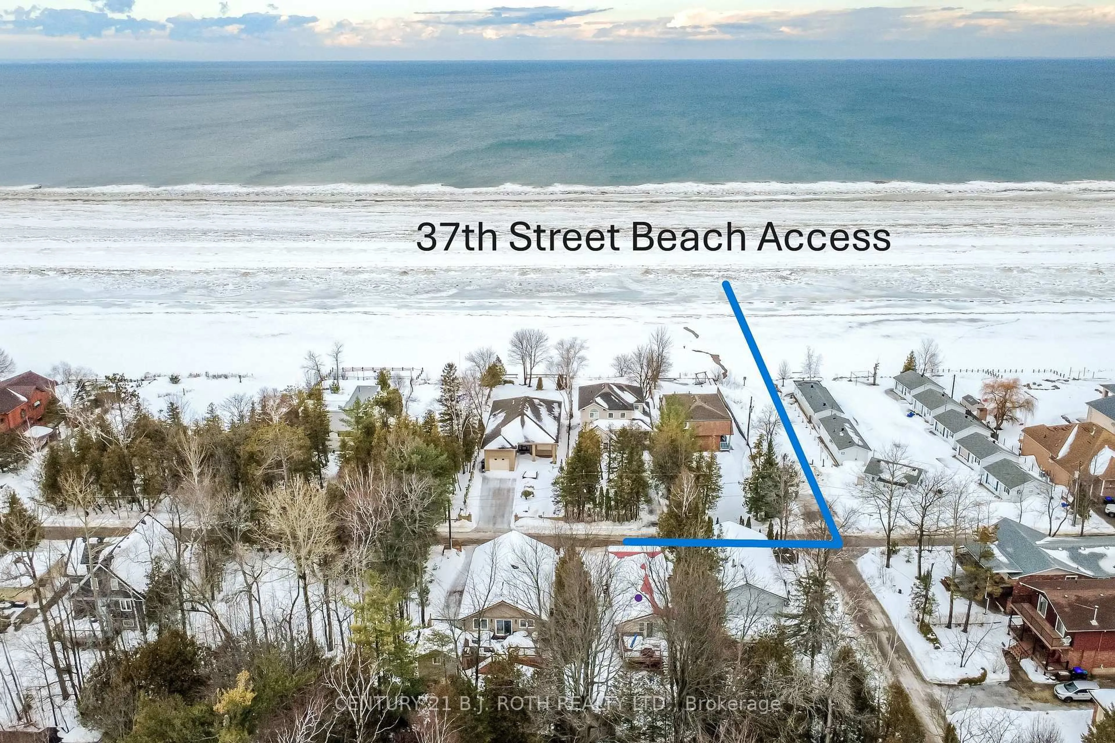 A pic from outside/outdoor area/front of a property/back of a property/a pic from drone, water/lake/river/ocean view for 991 Shore Lane, Wasaga Beach Ontario L9Z 2B4