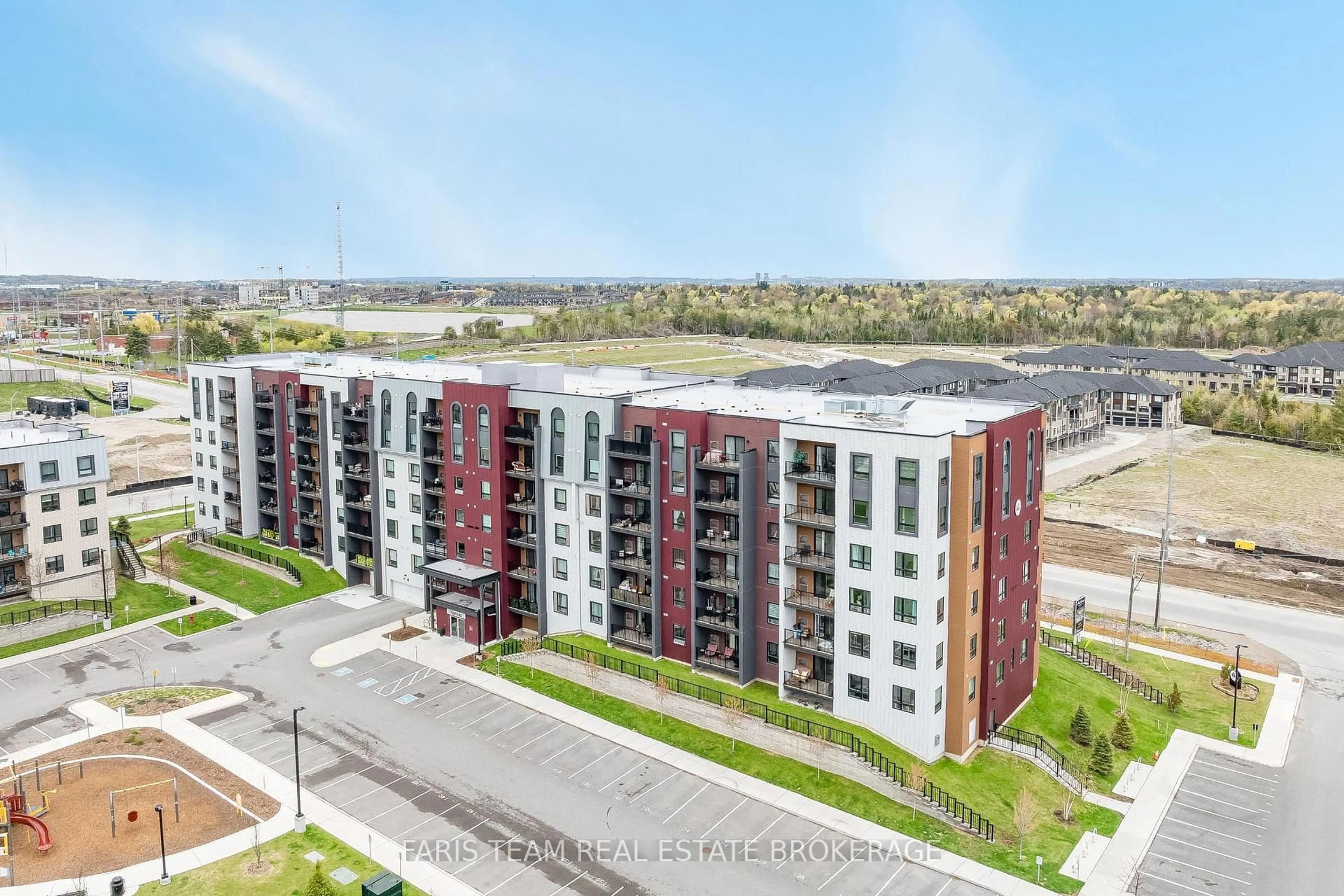 A pic from outside/outdoor area/front of a property/back of a property/a pic from drone, city buildings view from balcony for 4 Spice Way #402, Barrie Ontario L9J 0M2