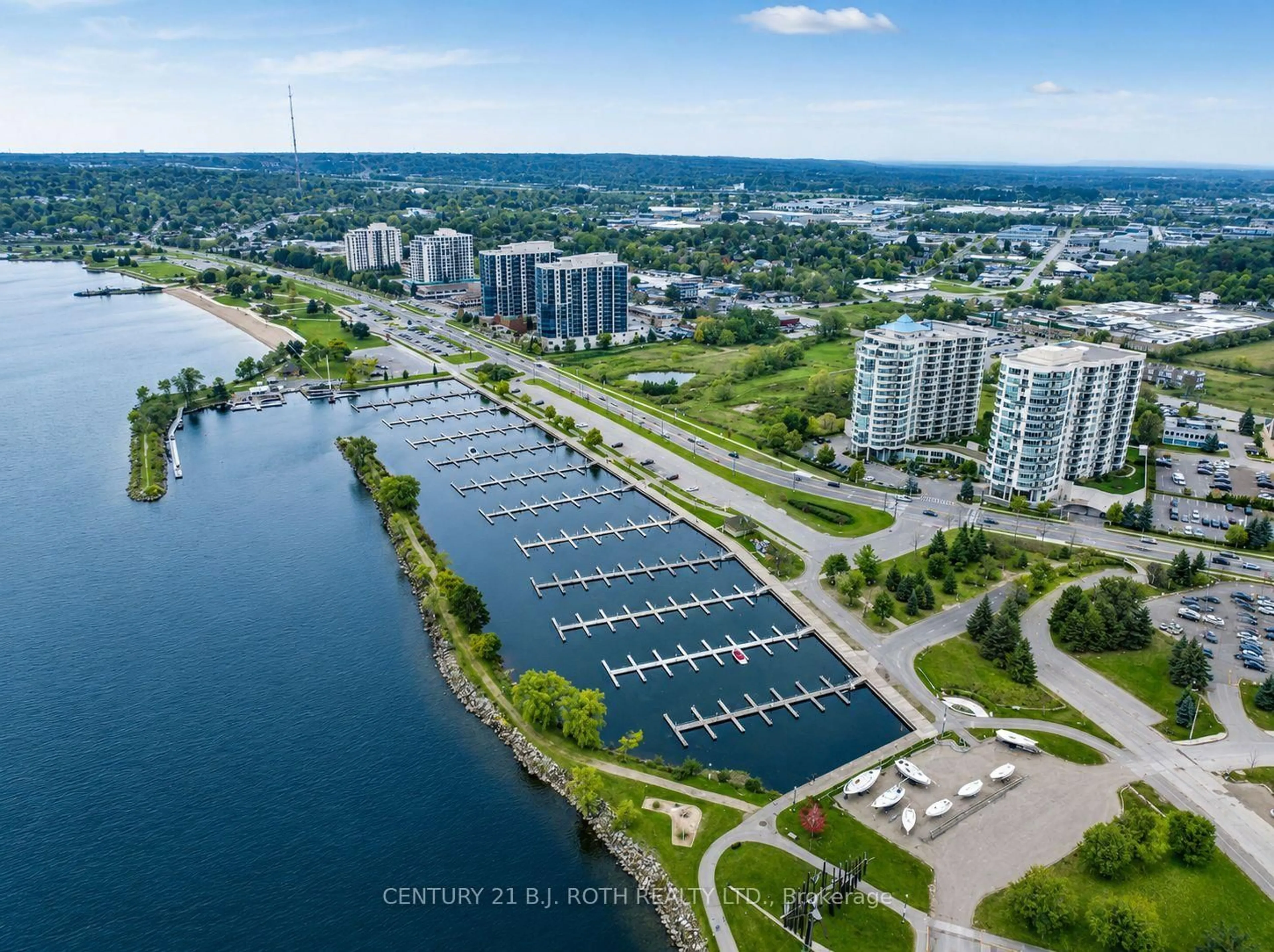 A pic from outside/outdoor area/front of a property/back of a property/a pic from drone, water/lake/river/ocean view for 2 Toronto St #1402, Barrie Ontario L4N 9R2
