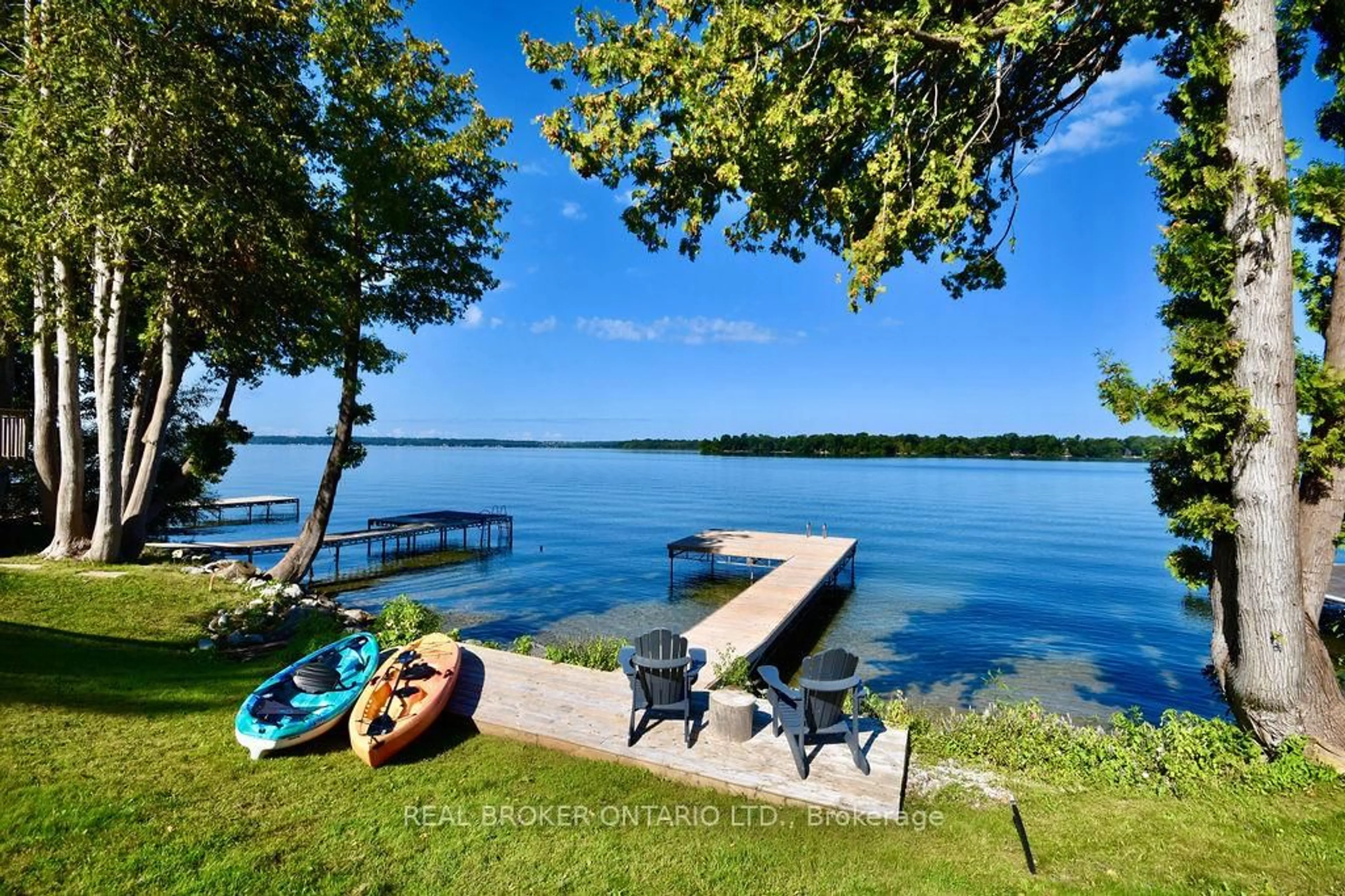 Patio, water/lake/river/ocean view for 5818 Victoria Park Rd, Ramara Ontario L3V 0T3