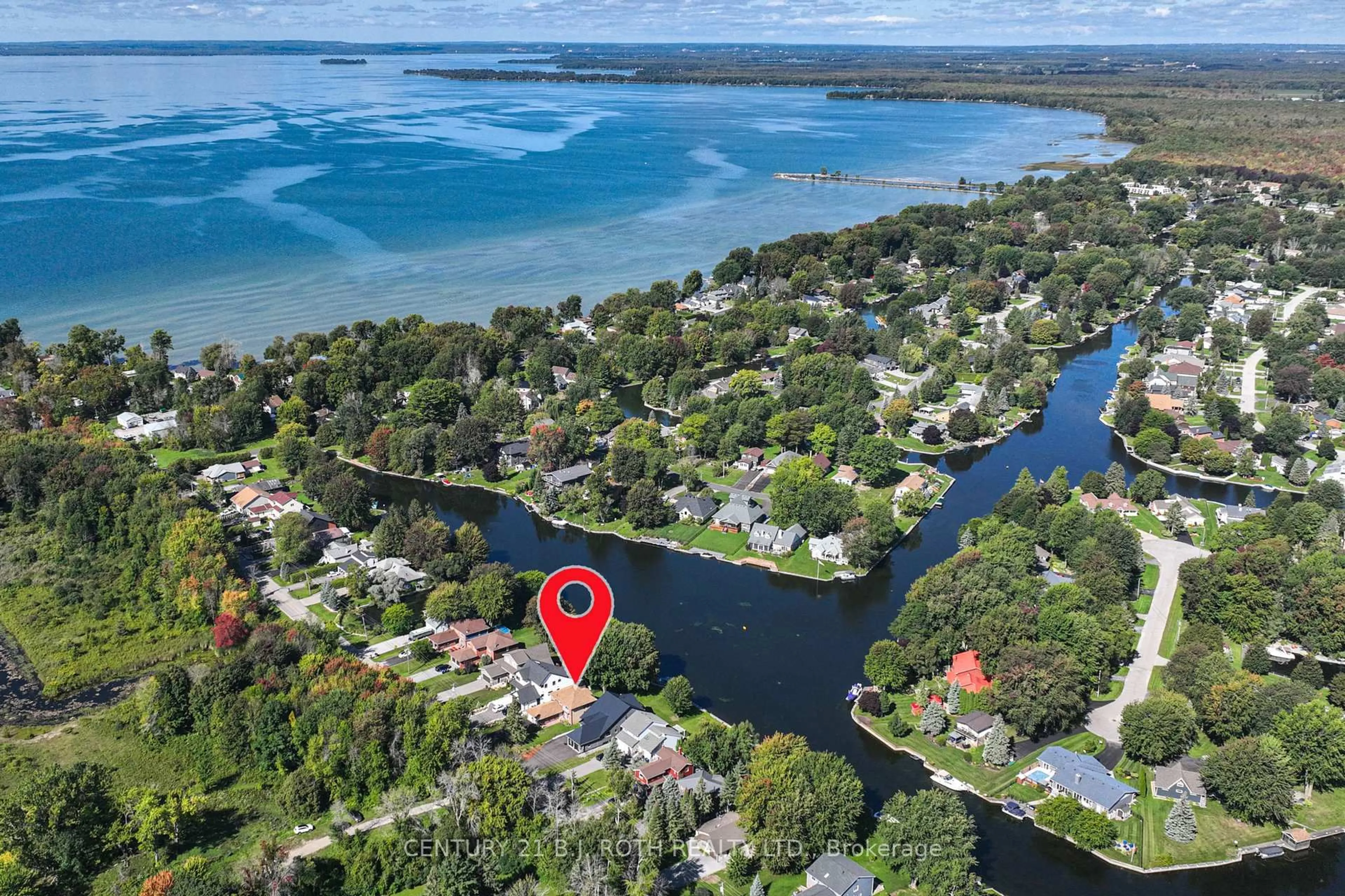 A pic from outside/outdoor area/front of a property/back of a property/a pic from drone, water/lake/river/ocean view for 60 Simcoe Rd, Ramara Ontario L0K 1B0