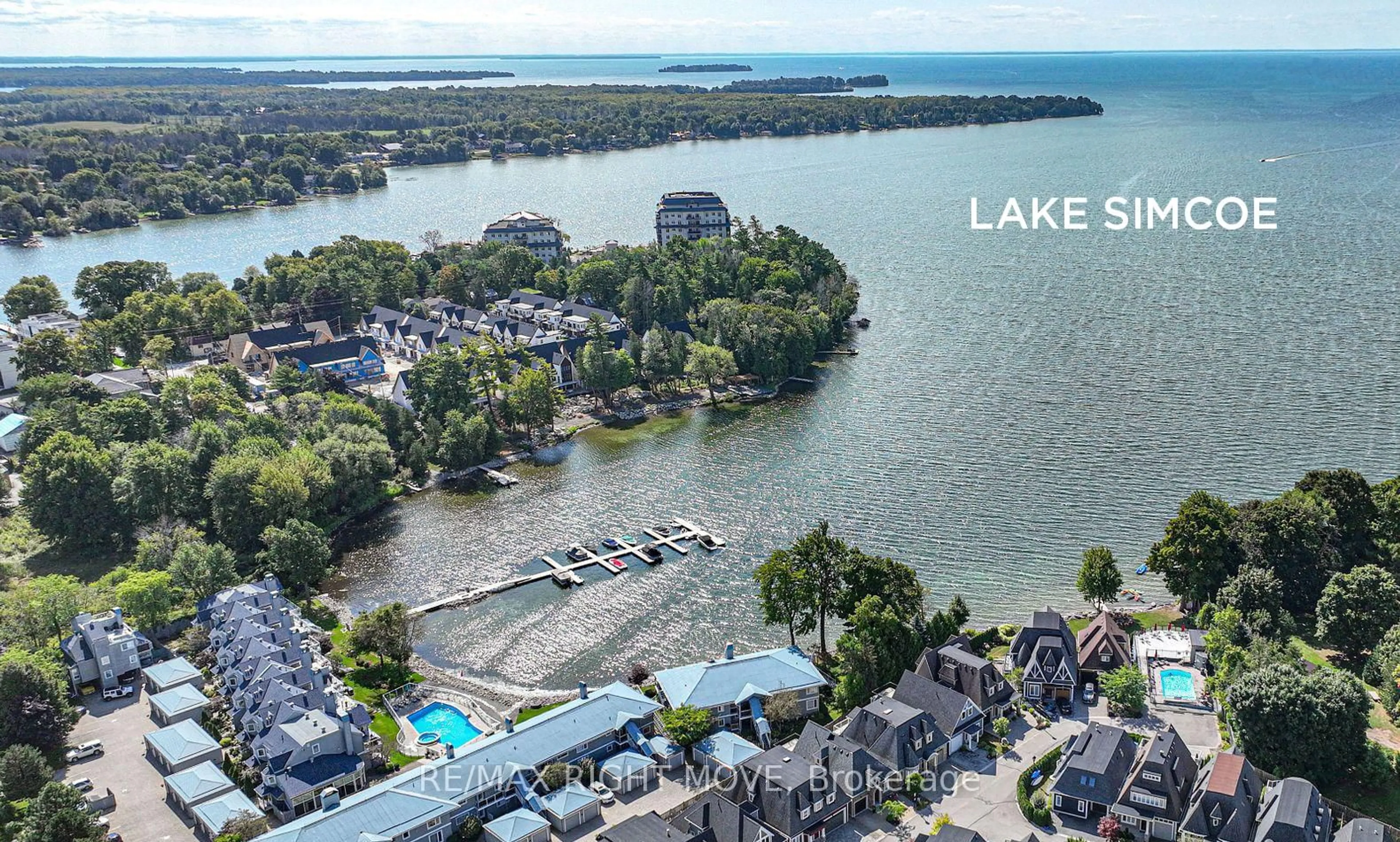 A pic from outside/outdoor area/front of a property/back of a property/a pic from drone, water/lake/river/ocean view for 603 Atherley Rd #114, Orillia Ontario L3V 1P1