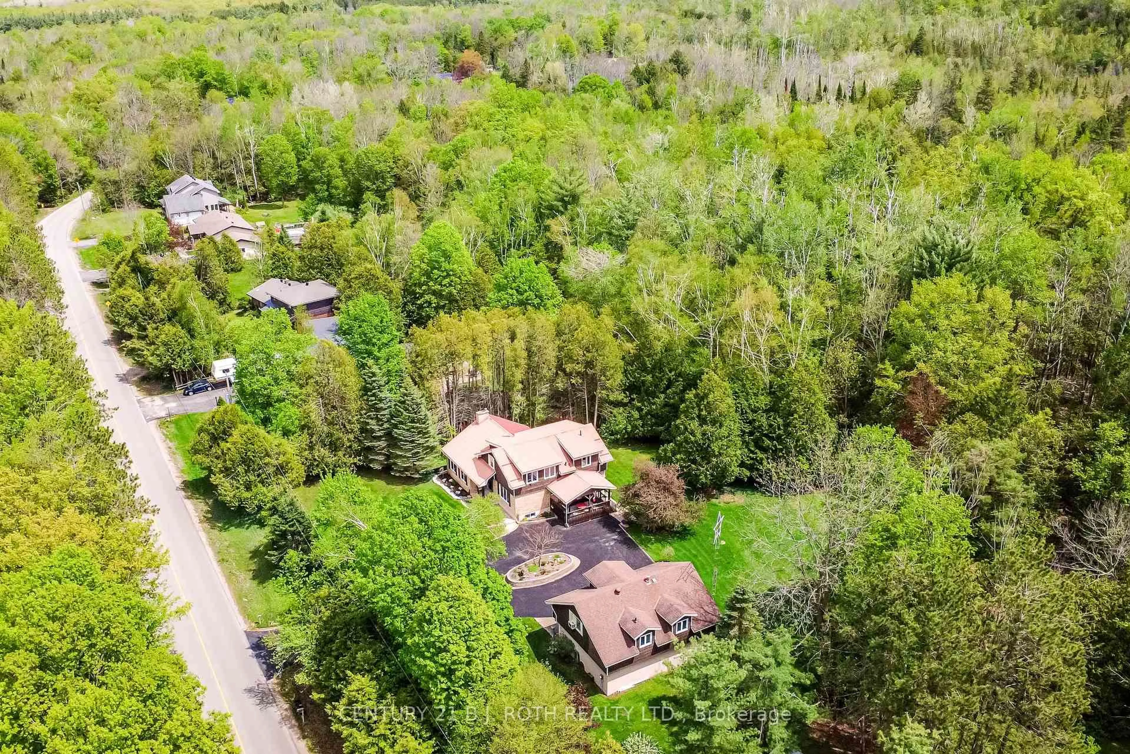 A pic from outside/outdoor area/front of a property/back of a property/a pic from drone, forest/trees view for 1629 Mt. St. Louis Rd, Oro-Medonte Ontario L0K 1E0