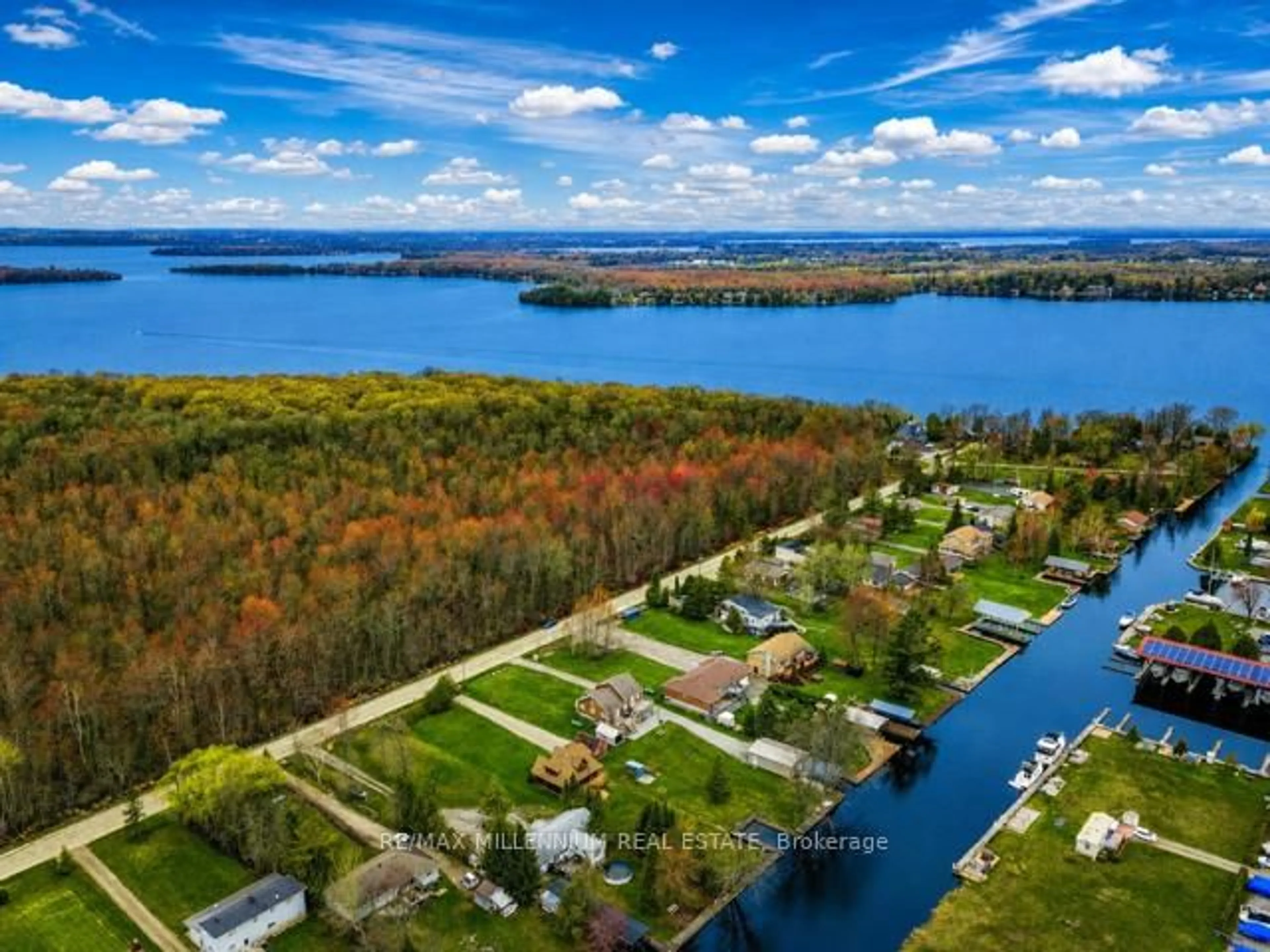 A pic from outside/outdoor area/front of a property/back of a property/a pic from drone, water/lake/river/ocean view for 4065 Glen Cedar Dr, Ramara Ontario L3V 0S2