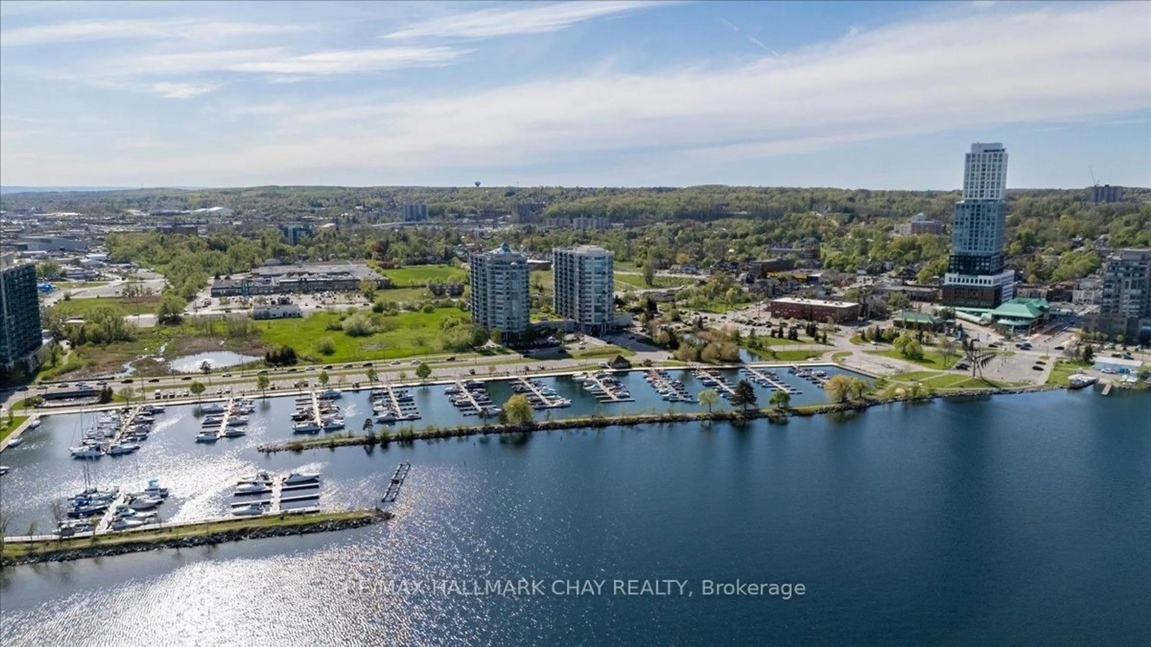 A pic from outside/outdoor area/front of a property/back of a property/a pic from drone, water/lake/river/ocean view for 2 Toronto St #1409, Barrie Ontario L4N 9R2