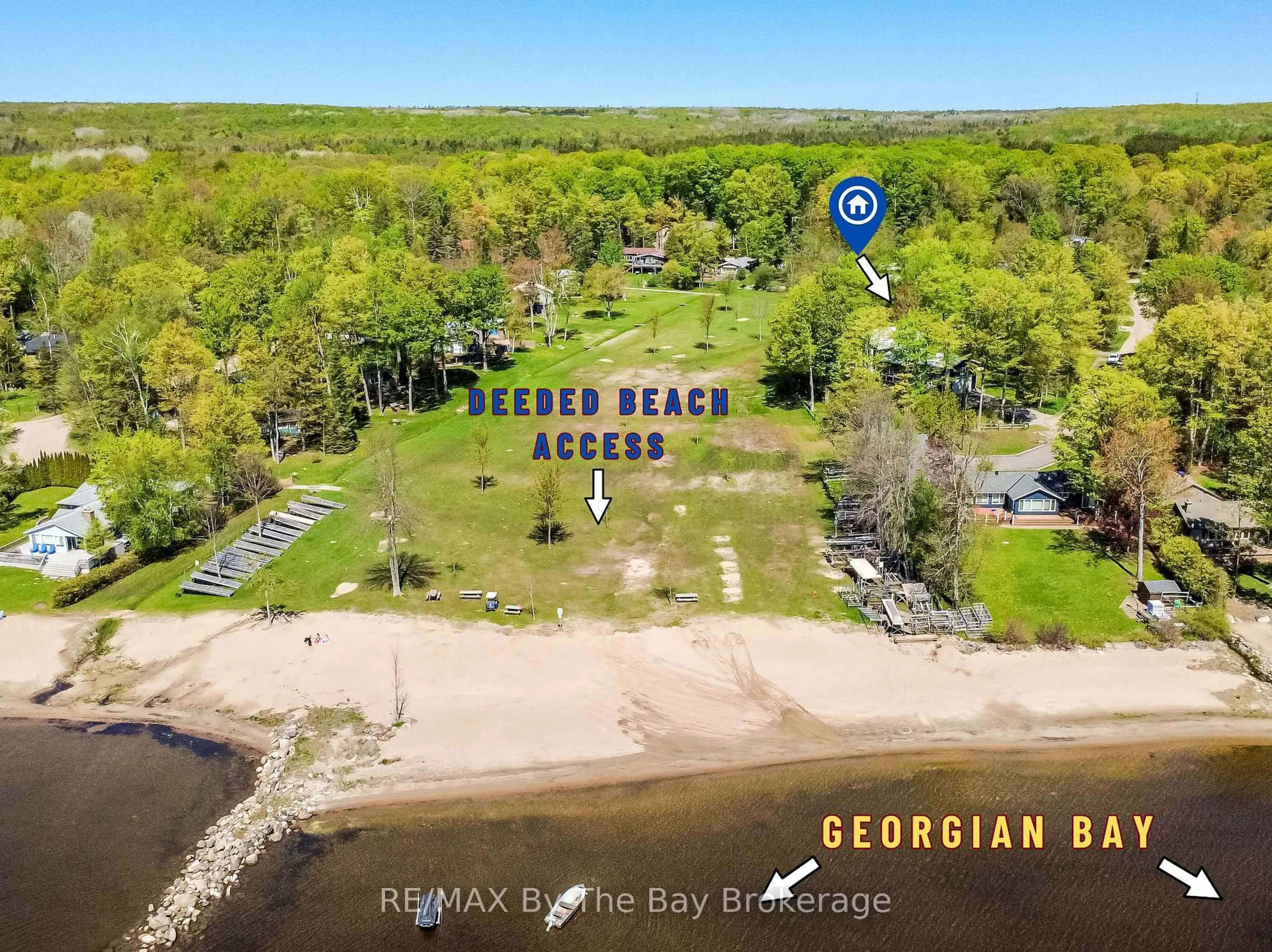 A pic from outside/outdoor area/front of a property/back of a property/a pic from drone, water/lake/river/ocean view for 22 Talon Tr, Tiny Ontario L9M 0E1
