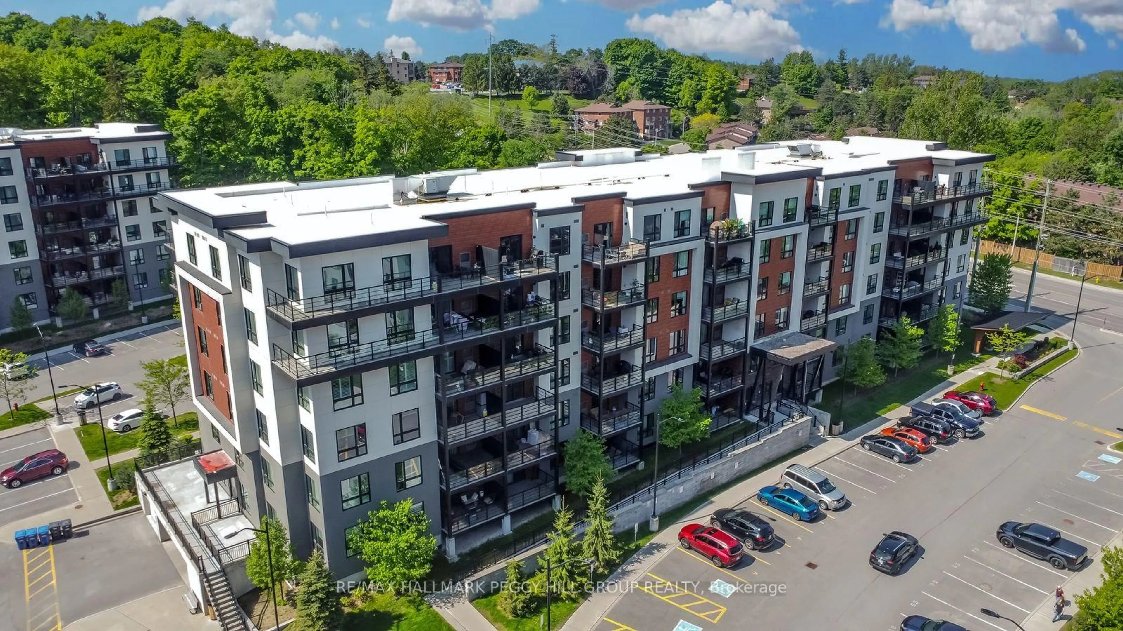 A pic from outside/outdoor area/front of a property/back of a property/a pic from drone, city buildings view from balcony for 306 Essa Rd #407, Barrie Ontario L9J 0H5