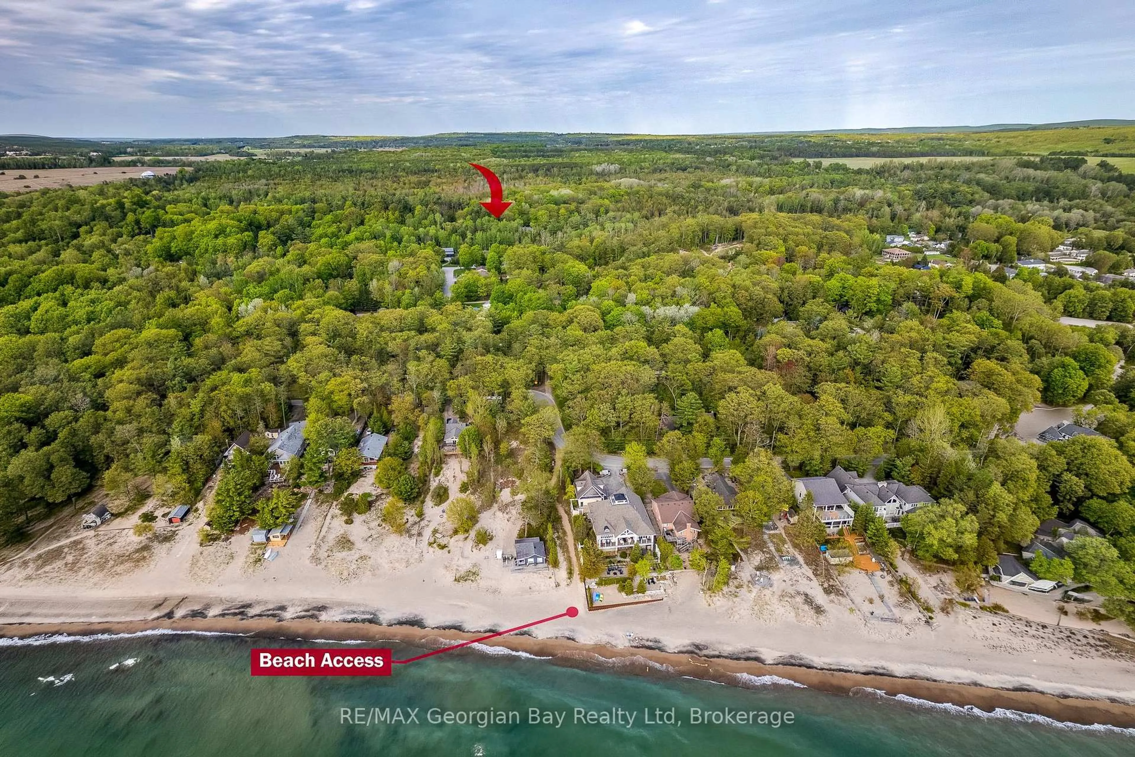 A pic from outside/outdoor area/front of a property/back of a property/a pic from drone, water/lake/river/ocean view for 2 Ridout Crt, Tiny Ontario L0L 2J0