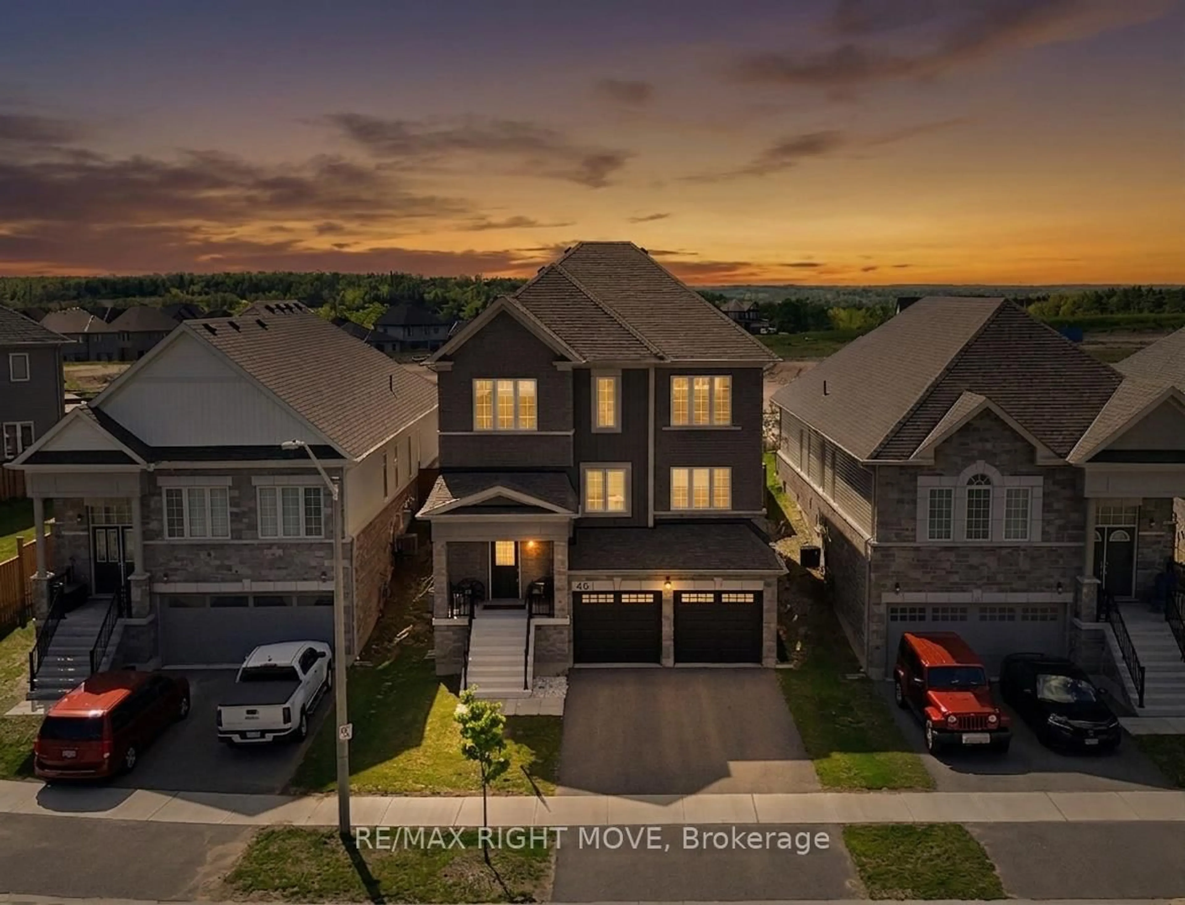 A pic from outside/outdoor area/front of a property/back of a property/a pic from drone, street for 46 Atlantis Dr, Orillia Ontario L3V 8L4
