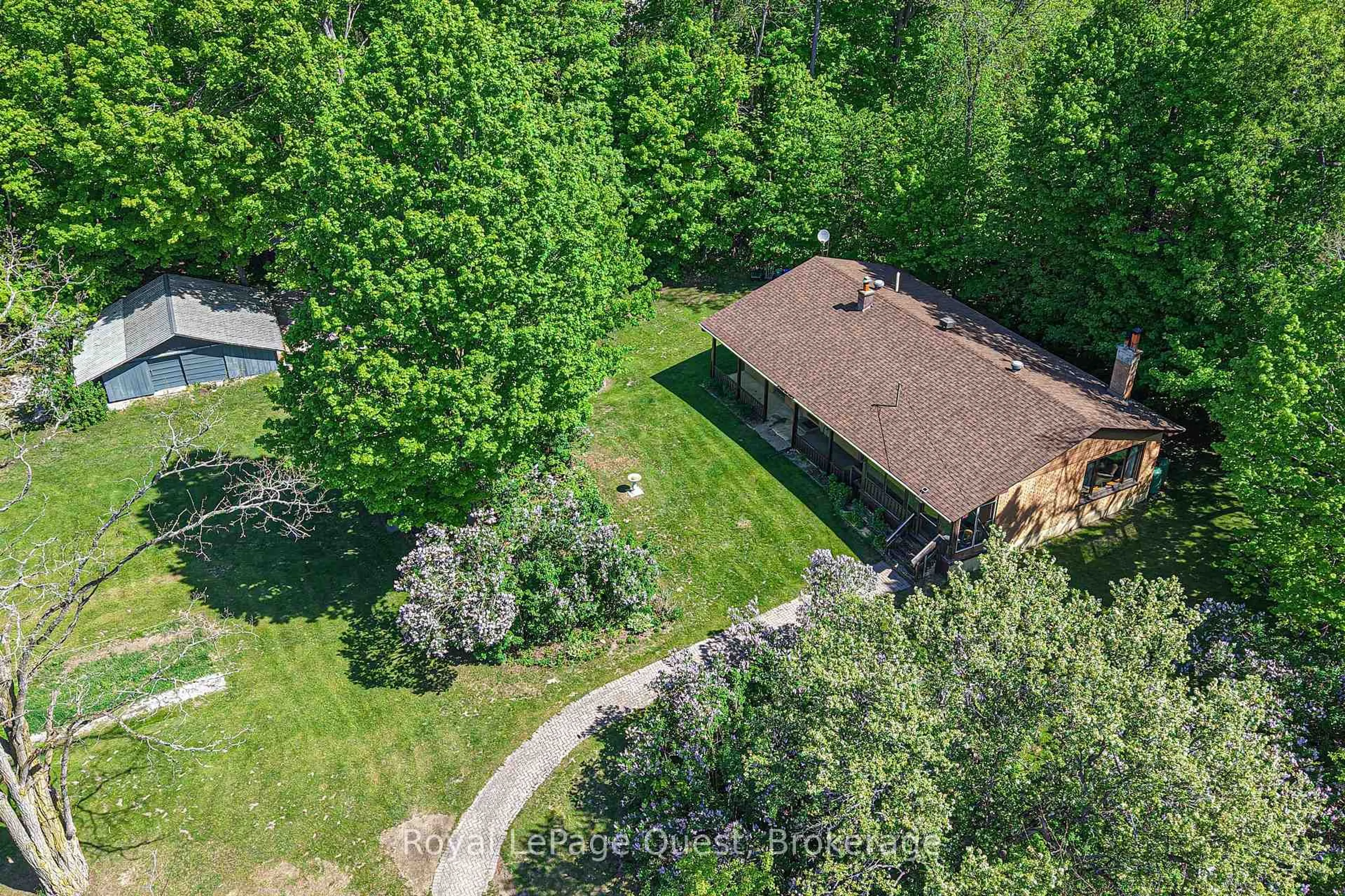 A pic from outside/outdoor area/front of a property/back of a property/a pic from drone, forest/trees view for 34 Mill Pond Sdrd, Oro-Medonte Ontario L0K 1E0