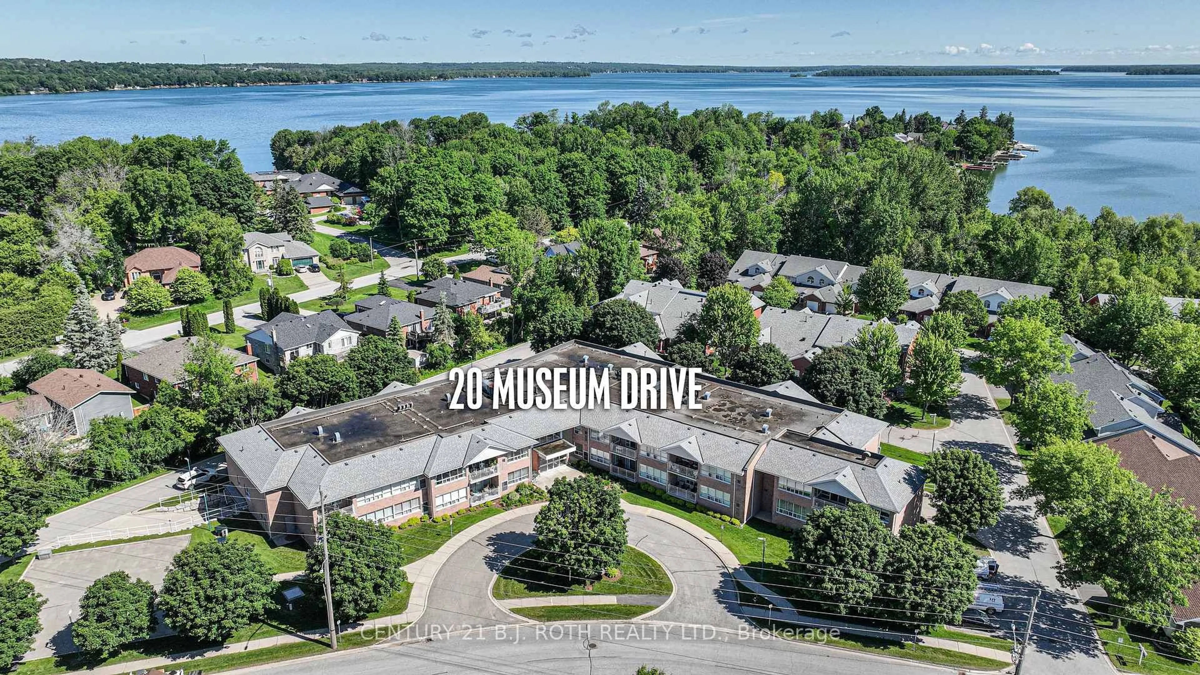 A pic from outside/outdoor area/front of a property/back of a property/a pic from drone, water/lake/river/ocean view for 20 Museum Dr #106, Orillia Ontario L3V 7T9
