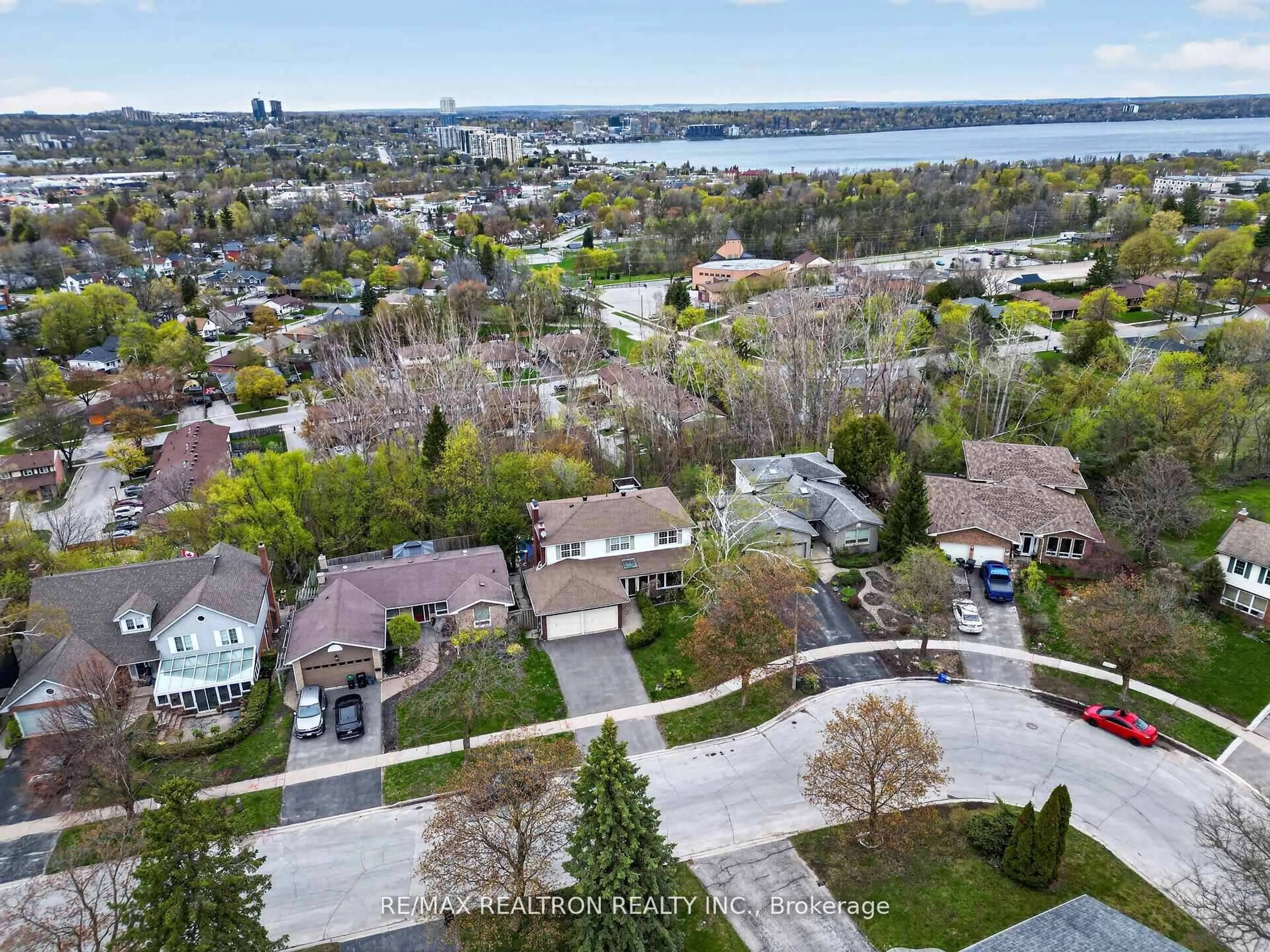 A pic from outside/outdoor area/front of a property/back of a property/a pic from drone, water/lake/river/ocean view for 18 Debra Cres, Barrie Ontario L4N 3T1