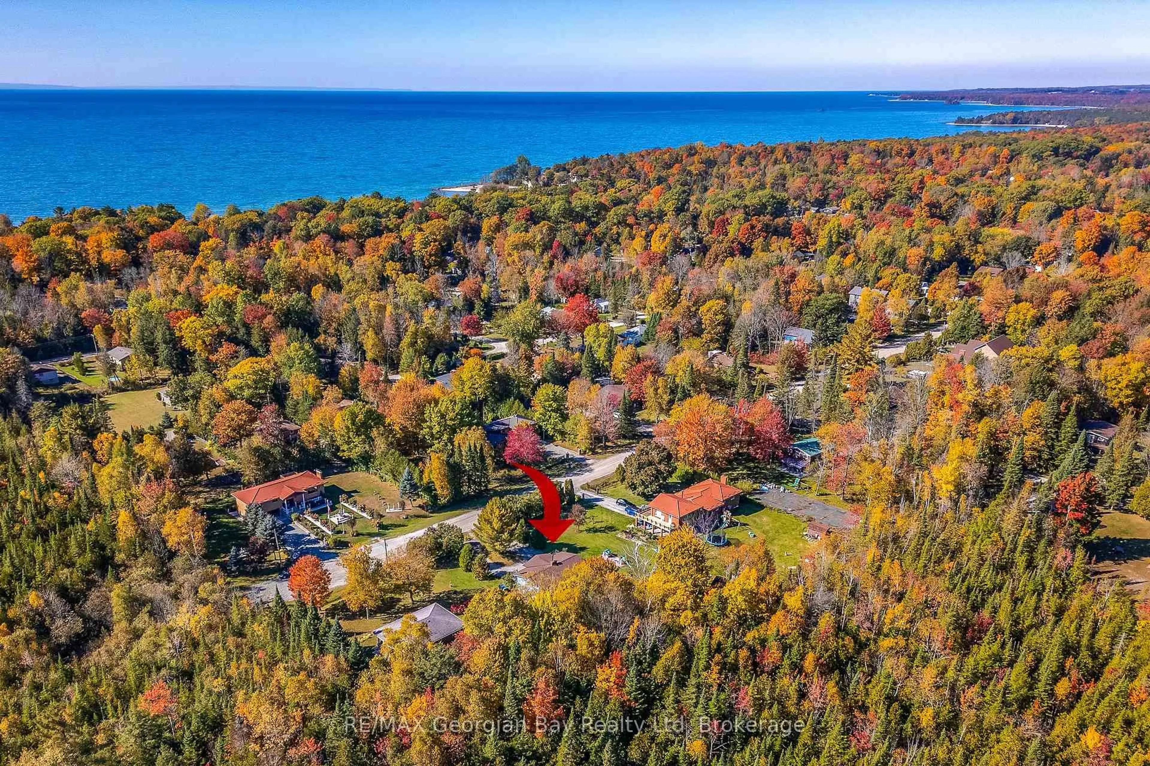 A pic from outside/outdoor area/front of a property/back of a property/a pic from drone, water/lake/river/ocean view for 69 Albert Ave, Tiny Ontario L0L 2J0