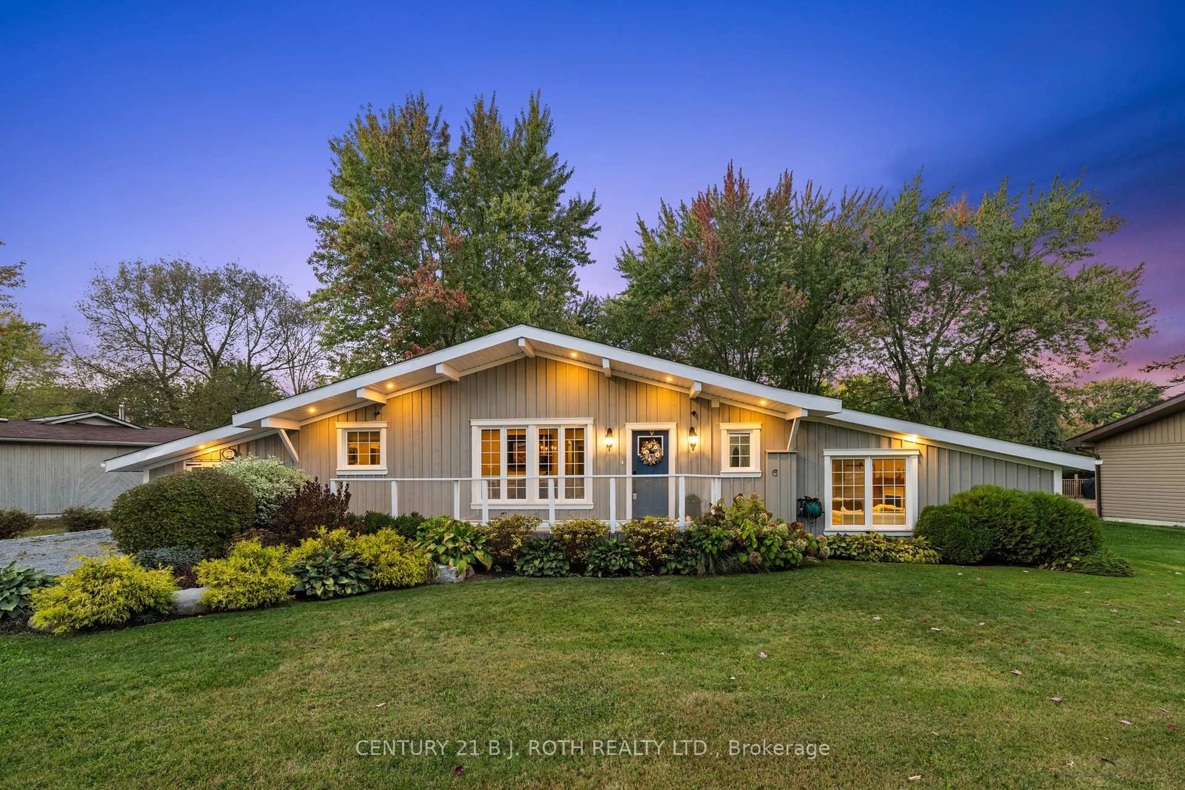Home with vinyl exterior material, street for 27 Poplar Cres, Ramara Ontario L0K 1B0