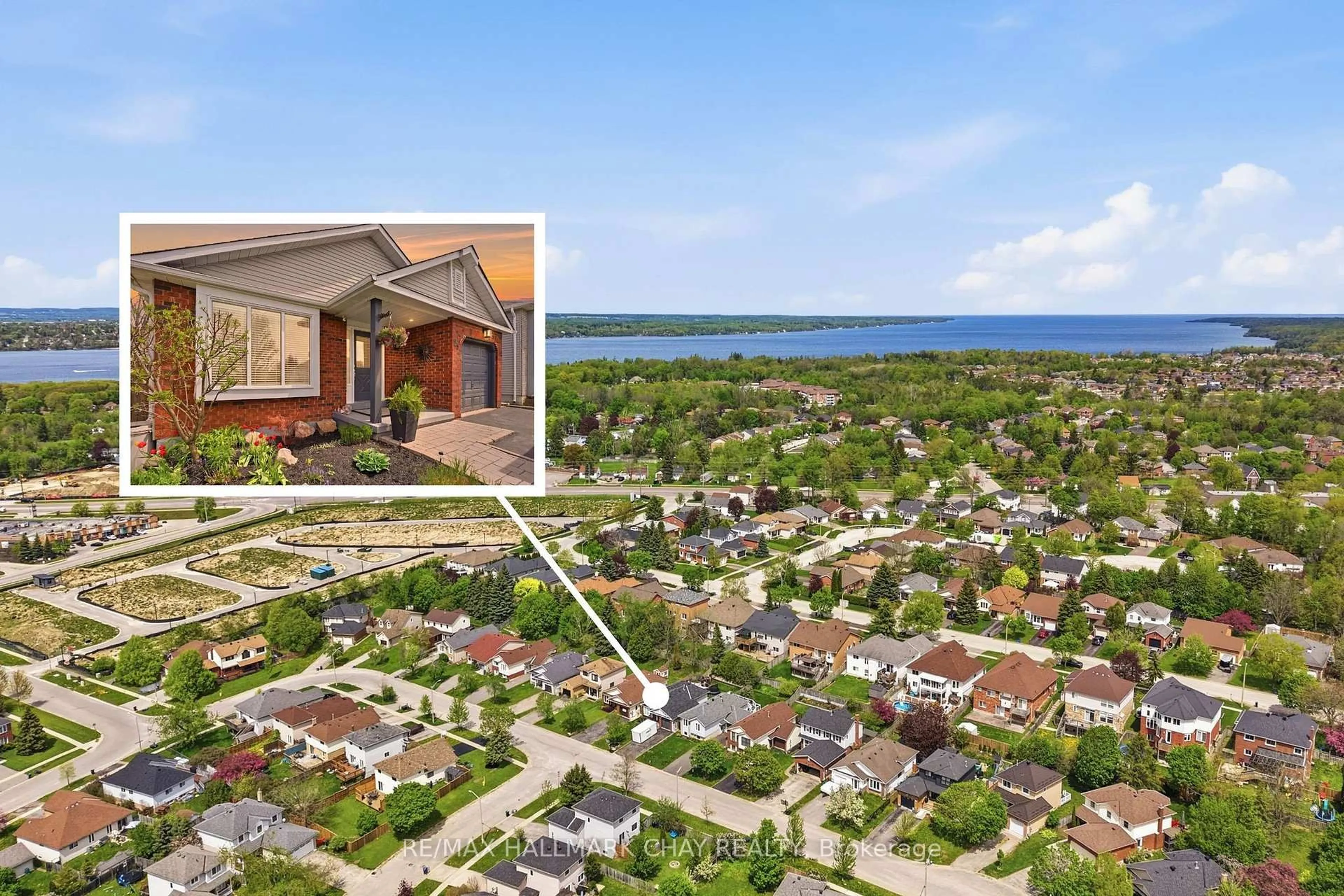 A pic from outside/outdoor area/front of a property/back of a property/a pic from drone, water/lake/river/ocean view for 23 Gosney Cres, Barrie Ontario L4N 6T6