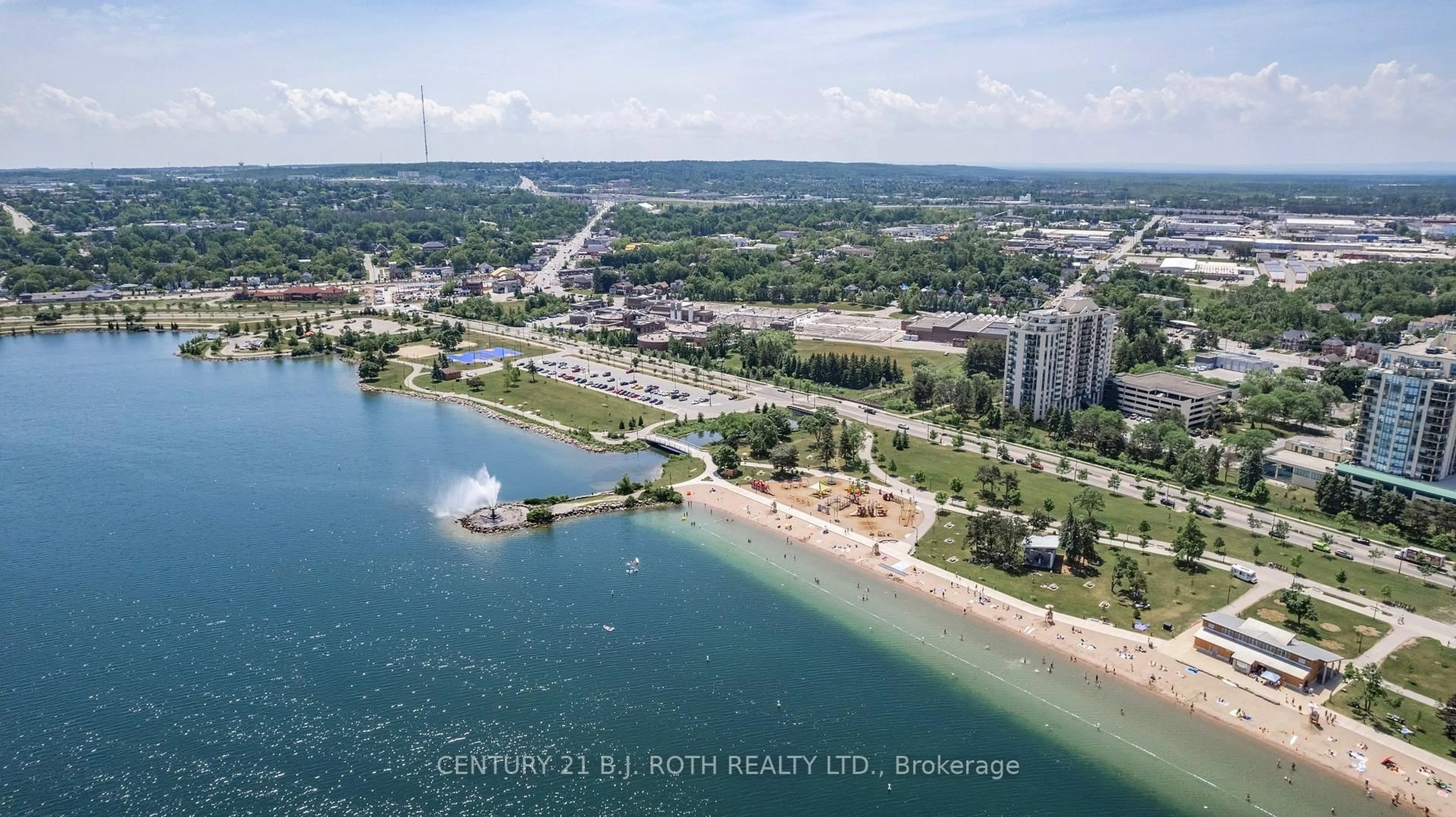 A pic from outside/outdoor area/front of a property/back of a property/a pic from drone, water/lake/river/ocean view for 75 Ellen St #711, Barrie Ontario L4N 7R6