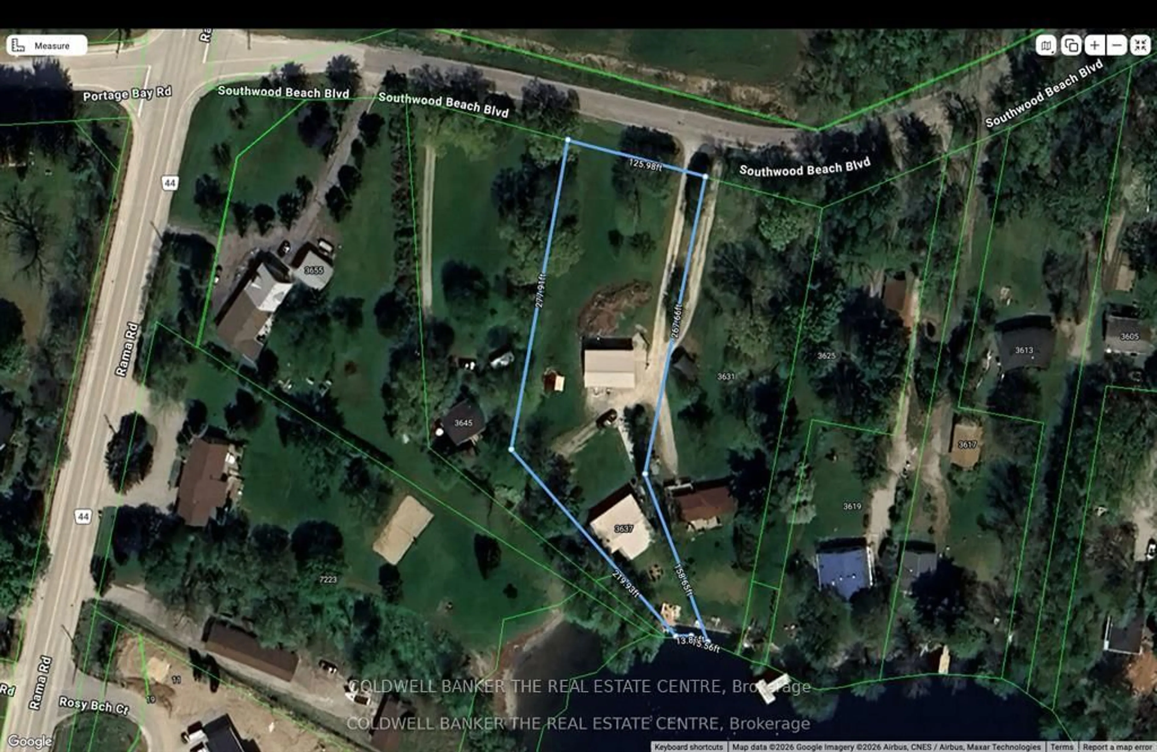 A pic from outside/outdoor area/front of a property/back of a property/a pic from drone, street for 3637 SOUTHWOOD BEACH Blvd, Ramara Ontario L0K 2B0