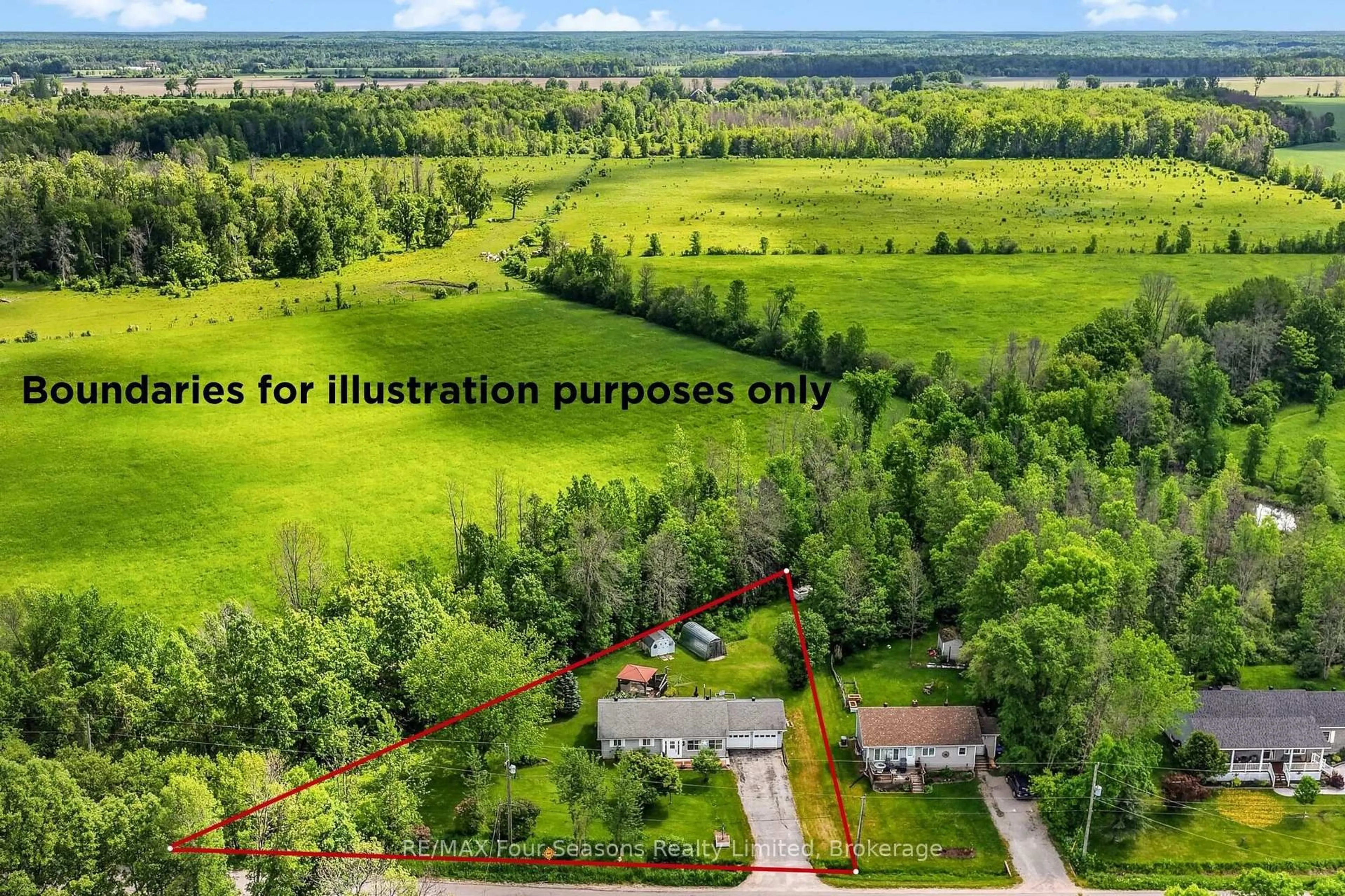 A pic from outside/outdoor area/front of a property/back of a property/a pic from drone, forest/trees view for 1191 Anderson Line, Severn Ontario L0K 1E0