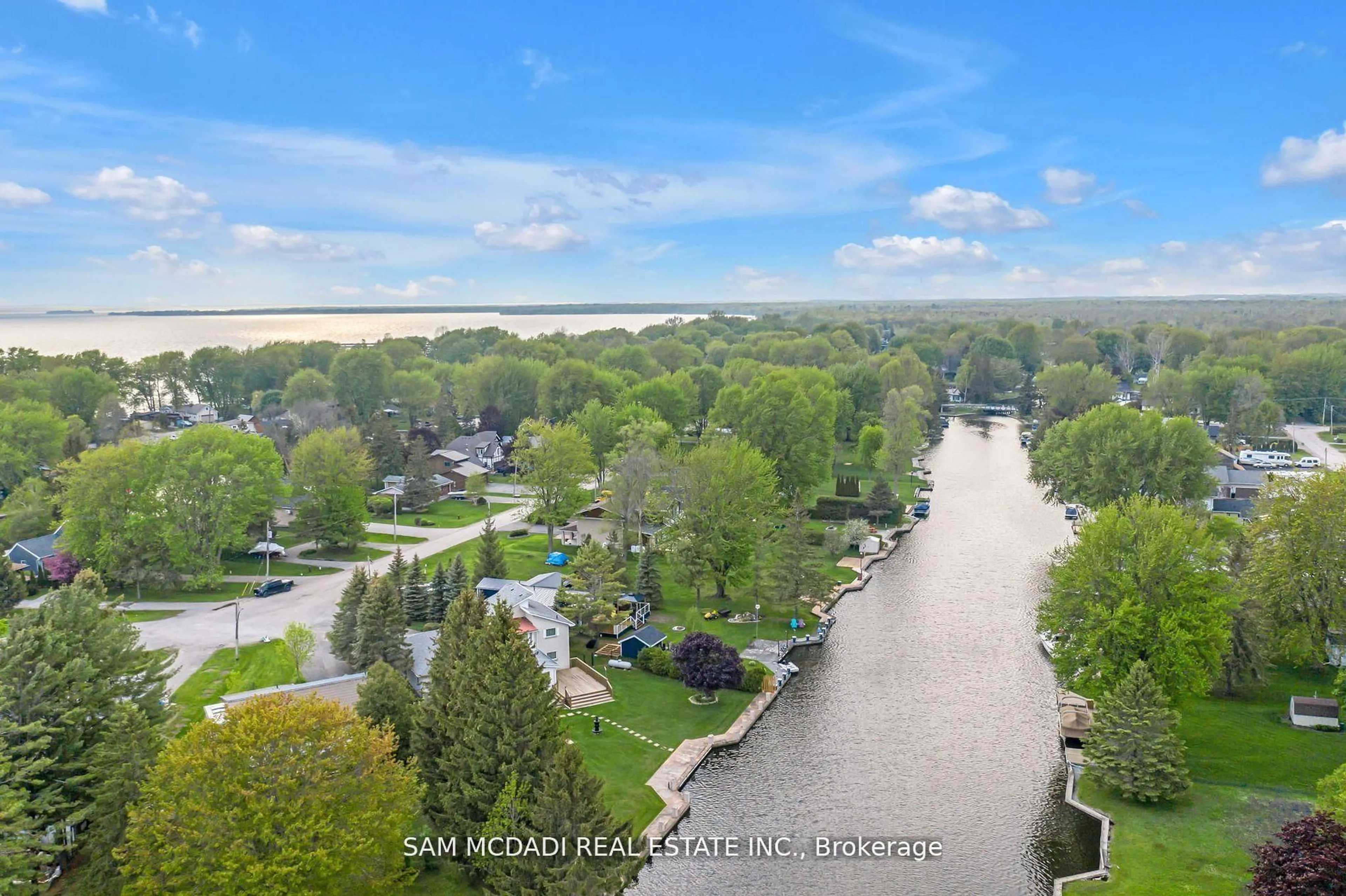 A pic from outside/outdoor area/front of a property/back of a property/a pic from drone, water/lake/river/ocean view for 36 TURTLE Path, Ramara Ontario L0K 1B0