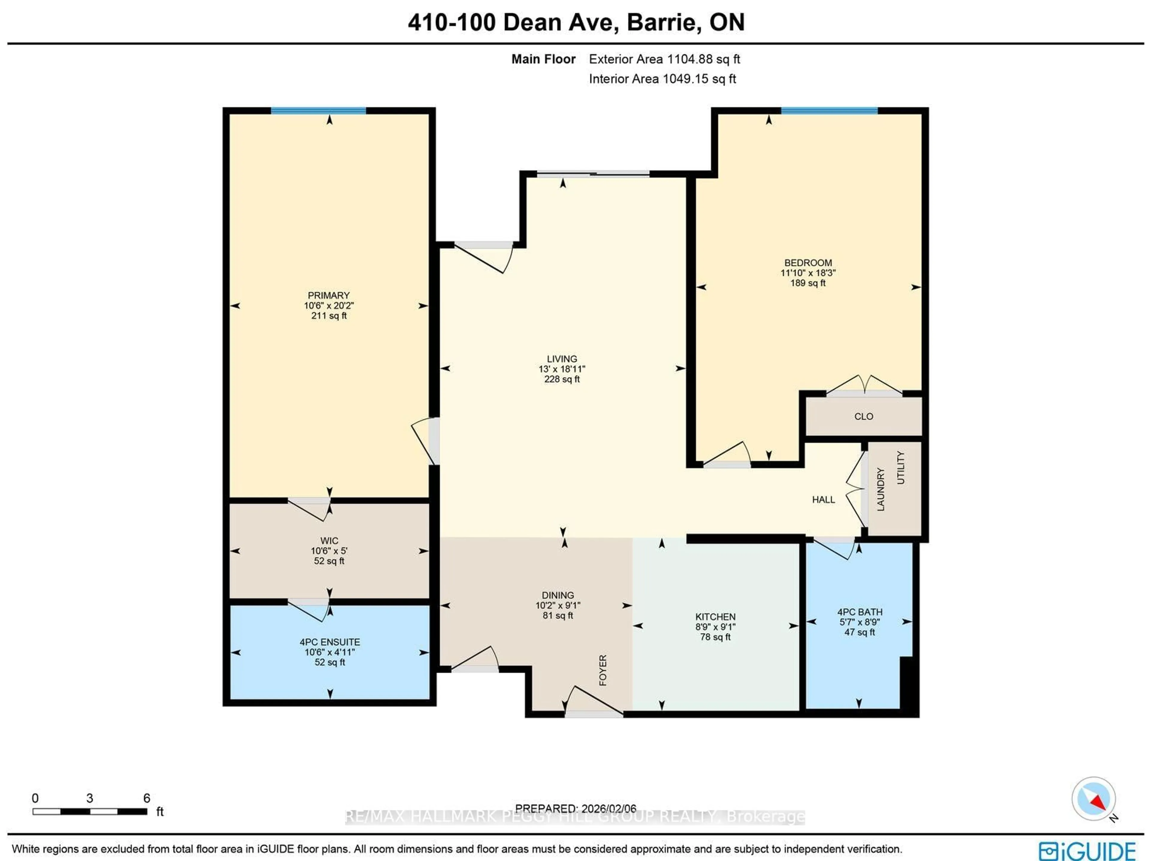 Floor plan for 100 Dean Ave #410, Barrie Ontario L9J 0H1