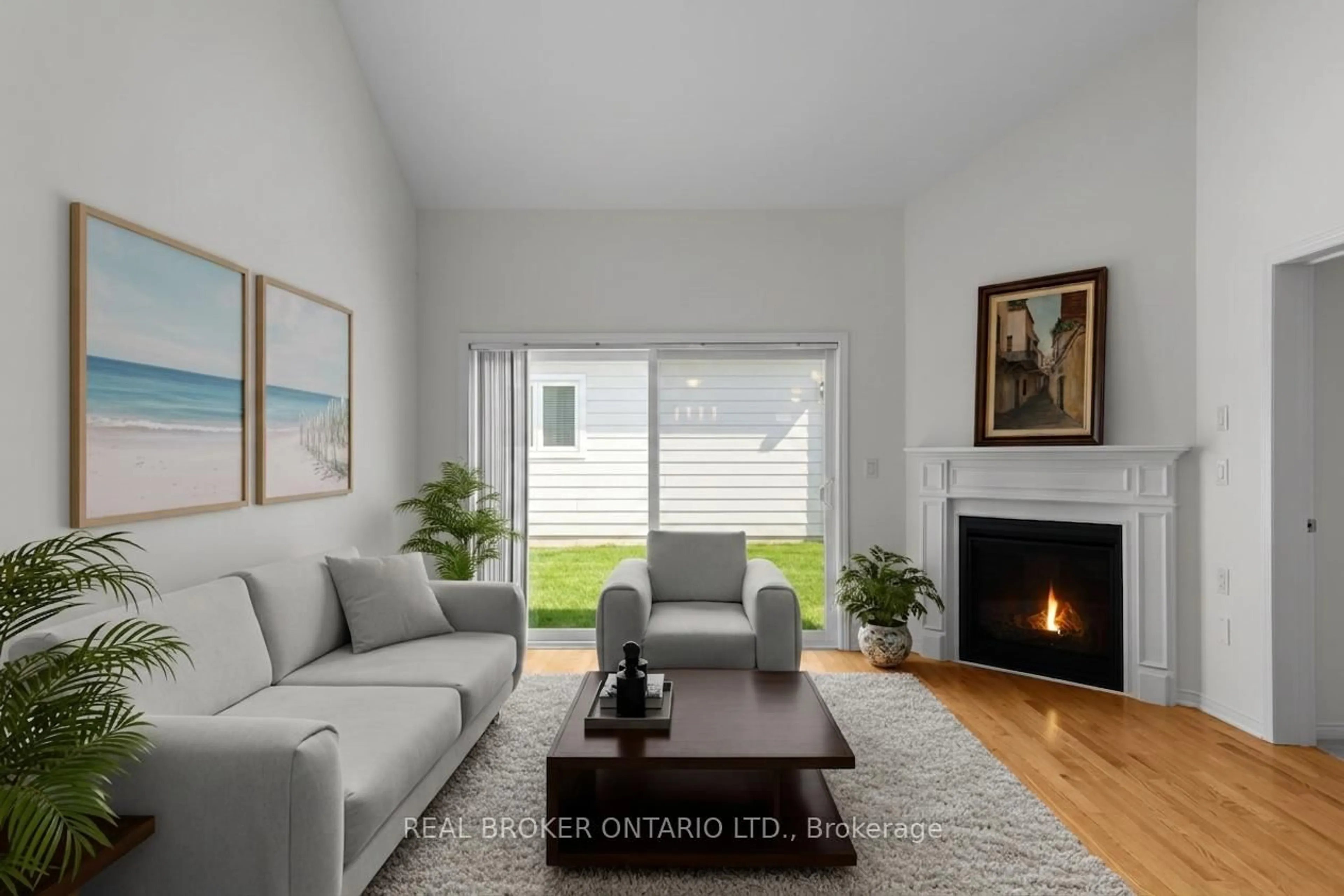 Living room with furniture, wood/laminate floor for 3317 Summerhill Way, Severn Ontario L3V 0E1