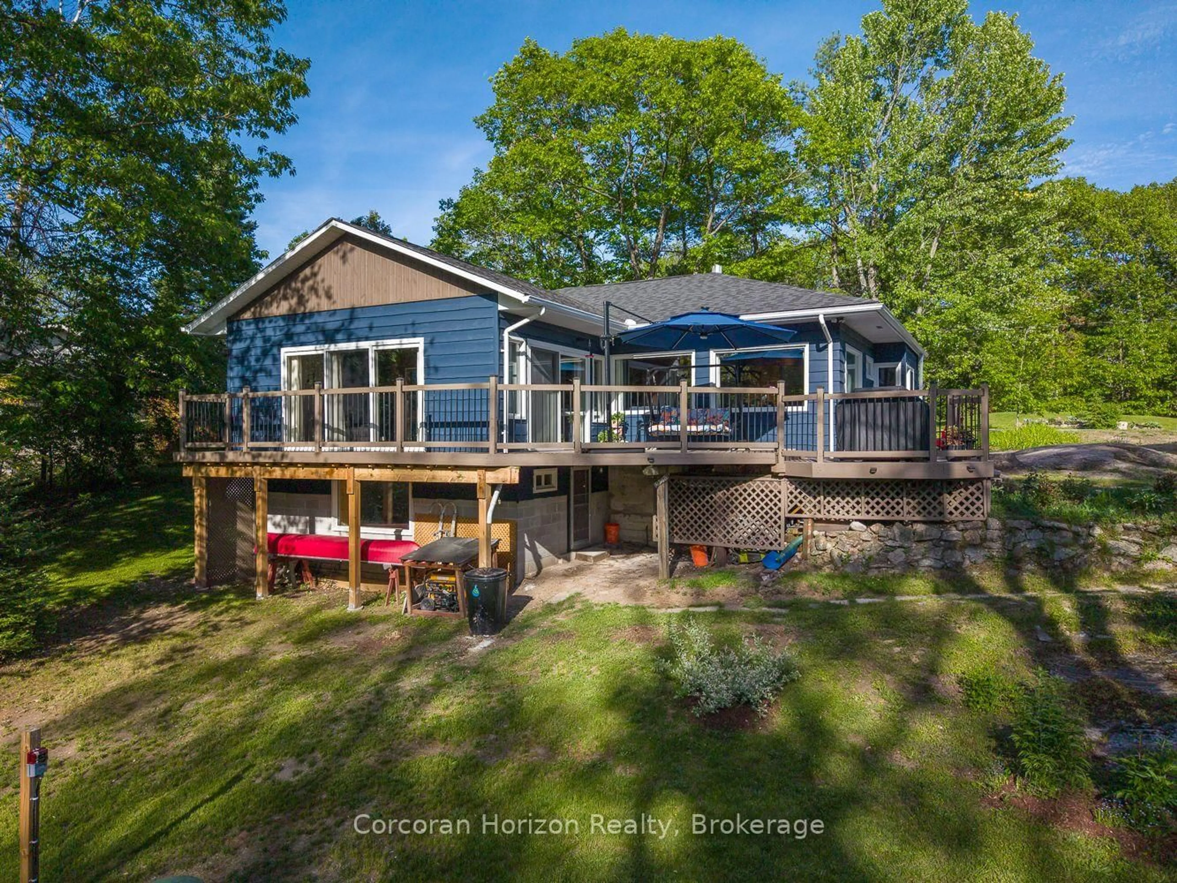 A pic from outside/outdoor area/front of a property/back of a property/a pic from drone, water/lake/river/ocean view for 3000 Whelan Way, Ramara Ontario L0K 2B0