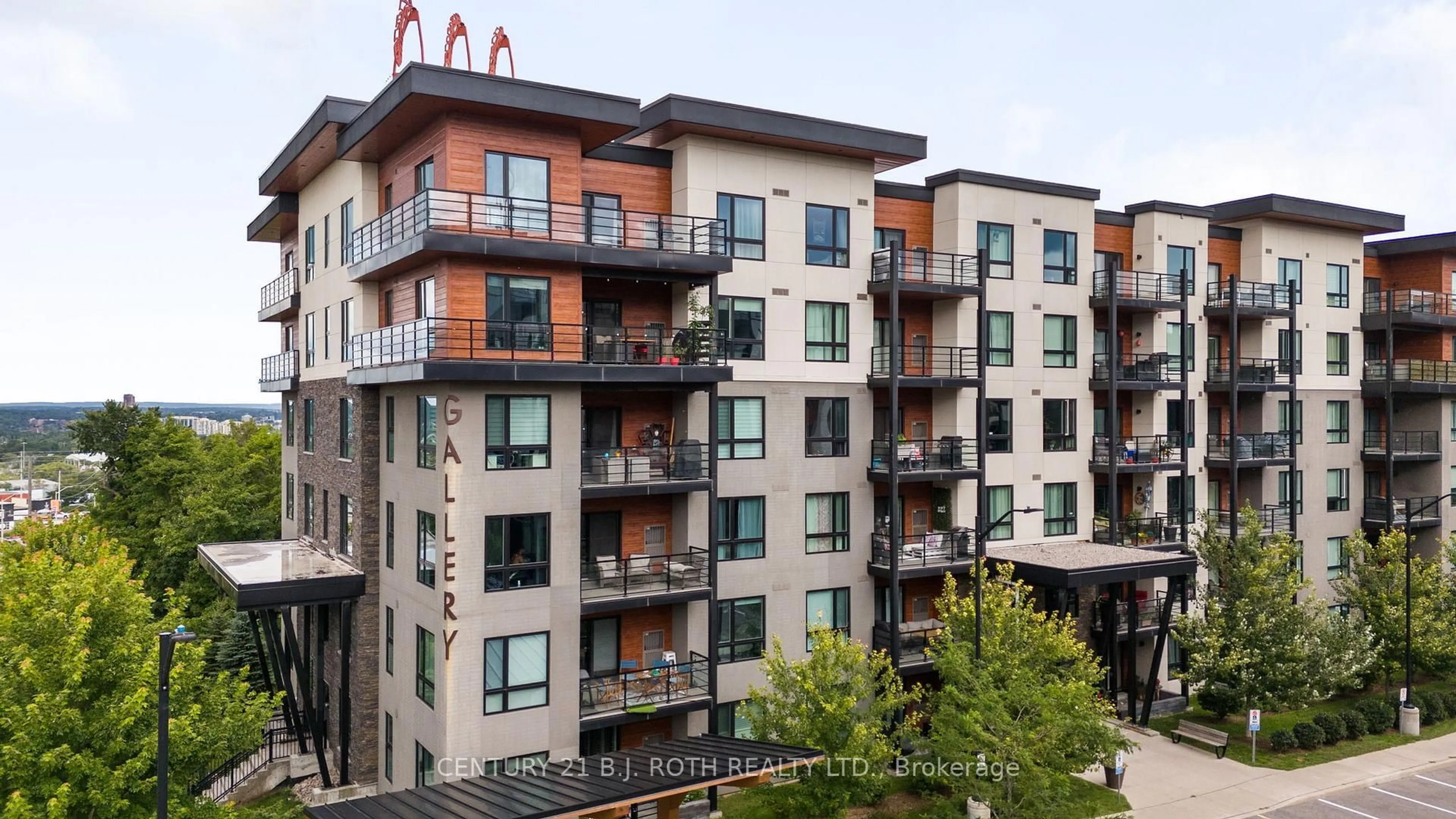 A pic from outside/outdoor area/front of a property/back of a property/a pic from drone, city buildings view from balcony for 300 Essa Rd #307, Barrie Ontario L9J 0B9