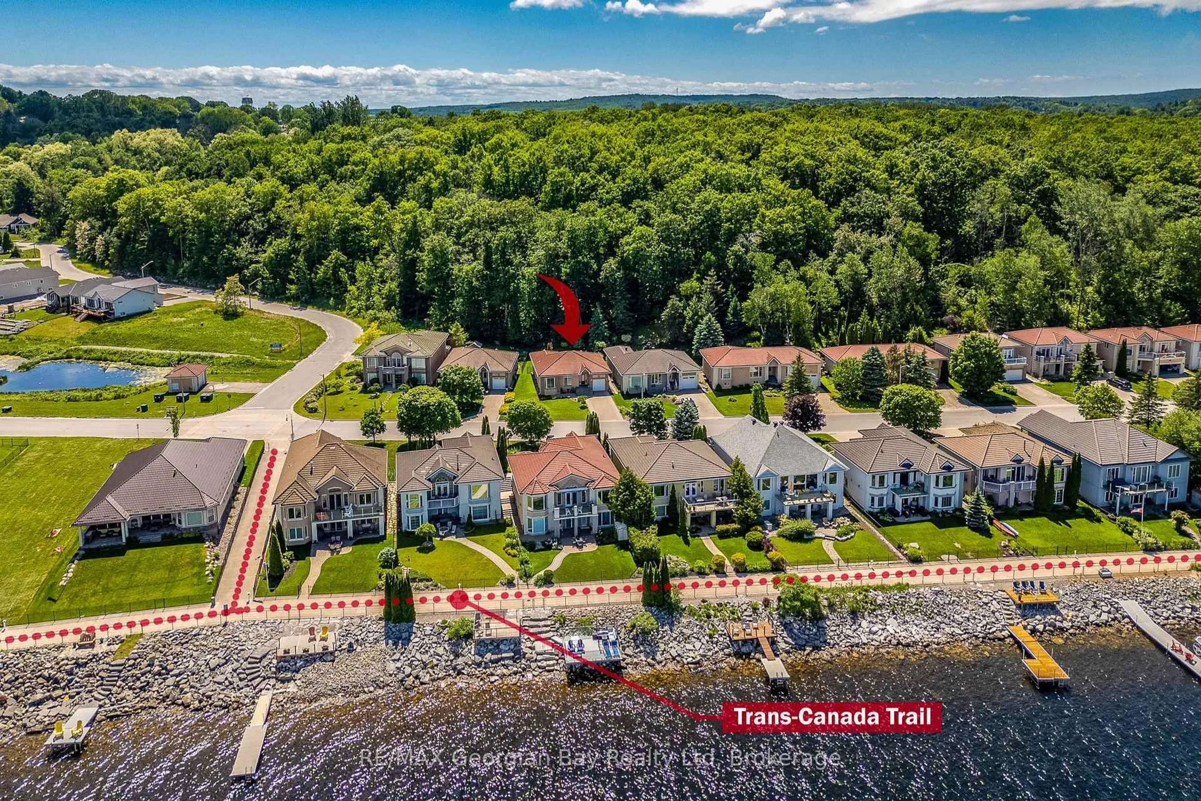 A pic from outside/outdoor area/front of a property/back of a property/a pic from drone, water/lake/river/ocean view for 502 Aberdeen Blvd, Midland Ontario L4R 5L9