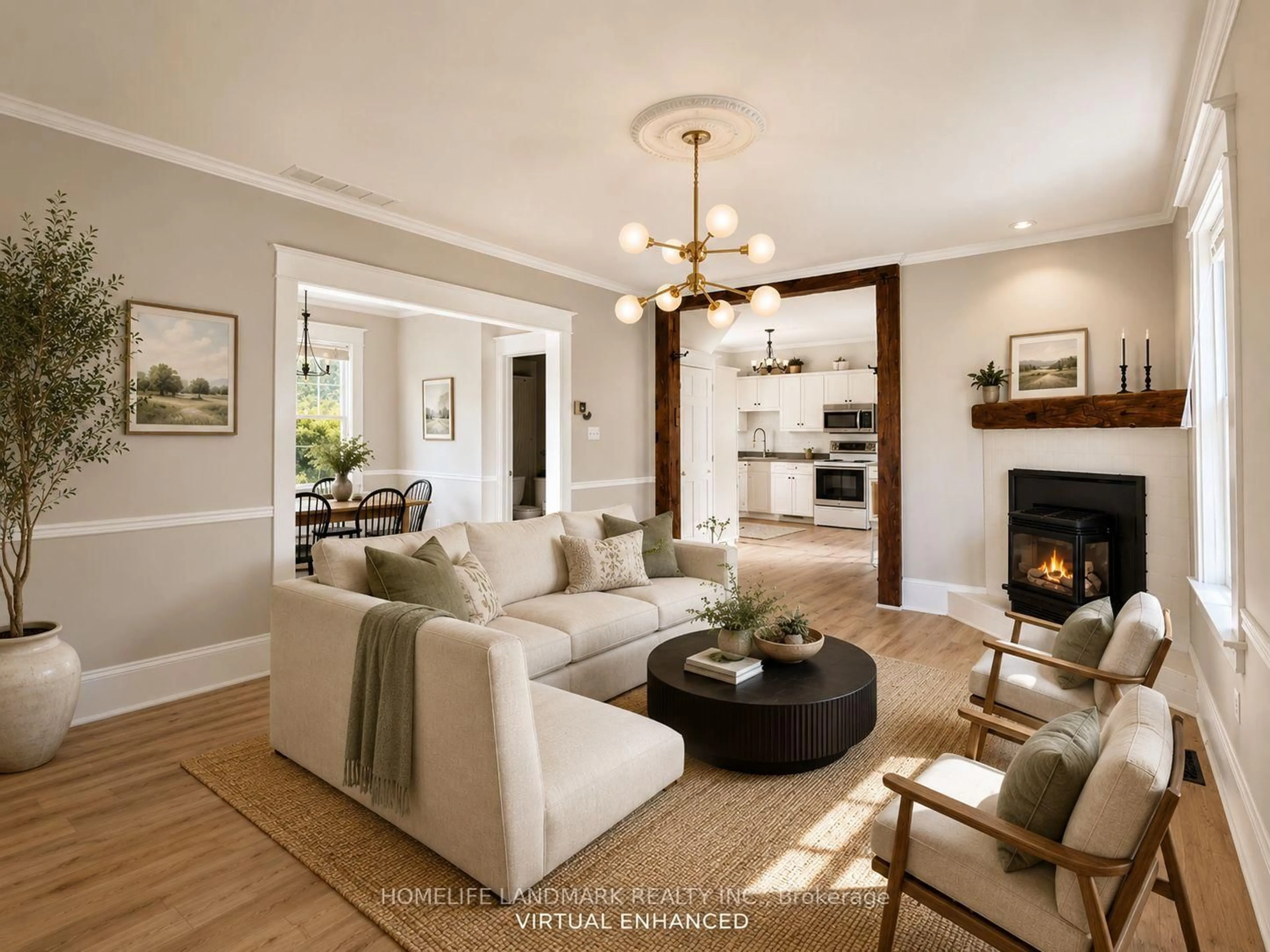Living room with furniture, wood/laminate floor for 111 Penetang St, Barrie Ontario L4M 1V7