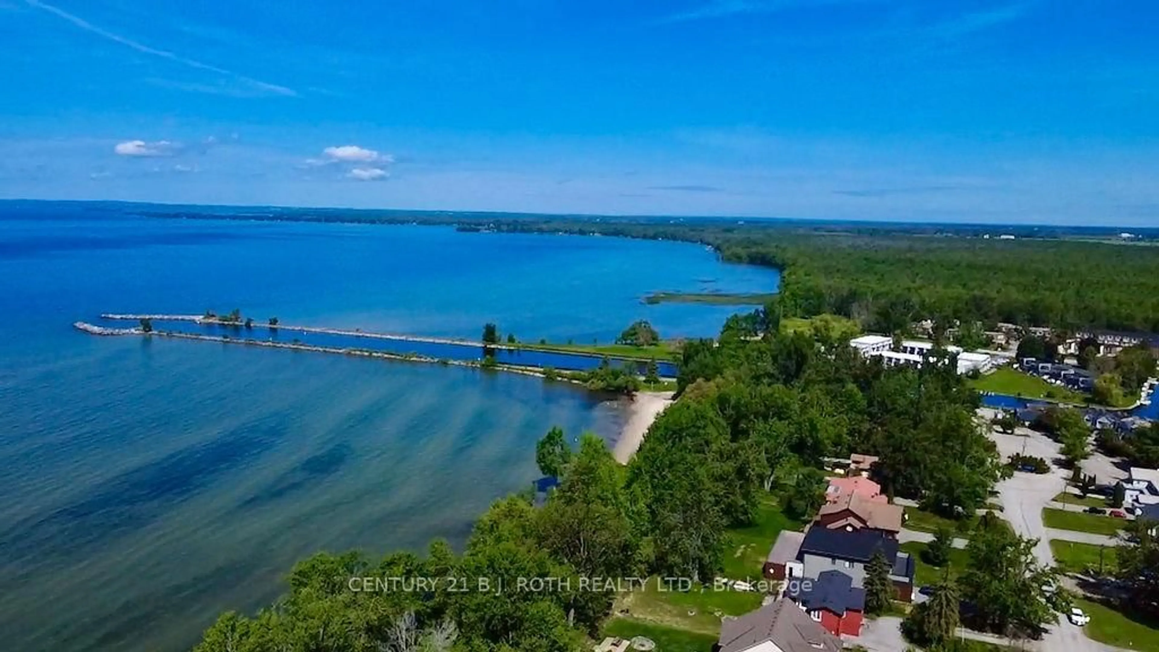 A pic from outside/outdoor area/front of a property/back of a property/a pic from drone, water/lake/river/ocean view for 16 Old Indian Tr, Ramara Ontario L0K 1B0