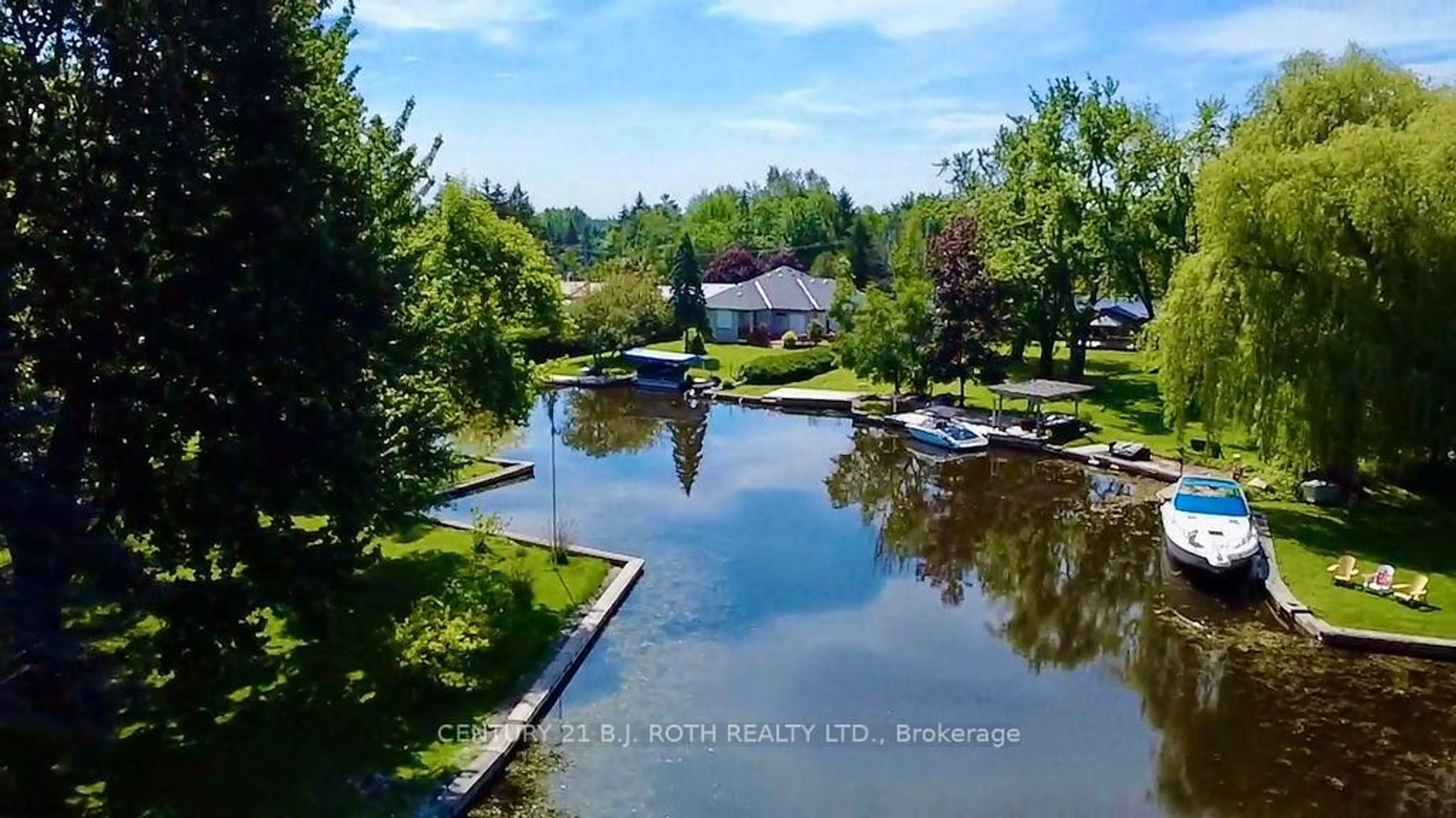A pic from outside/outdoor area/front of a property/back of a property/a pic from drone, water/lake/river/ocean view for 16 Old Indian Tr, Ramara Ontario L0K 1B0
